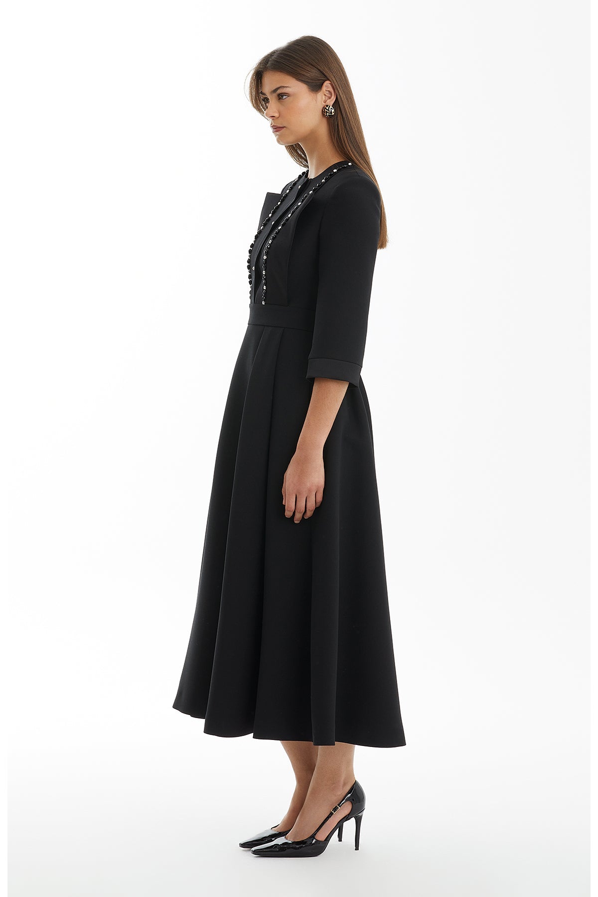 Black Blazer-Style Embellished Dress