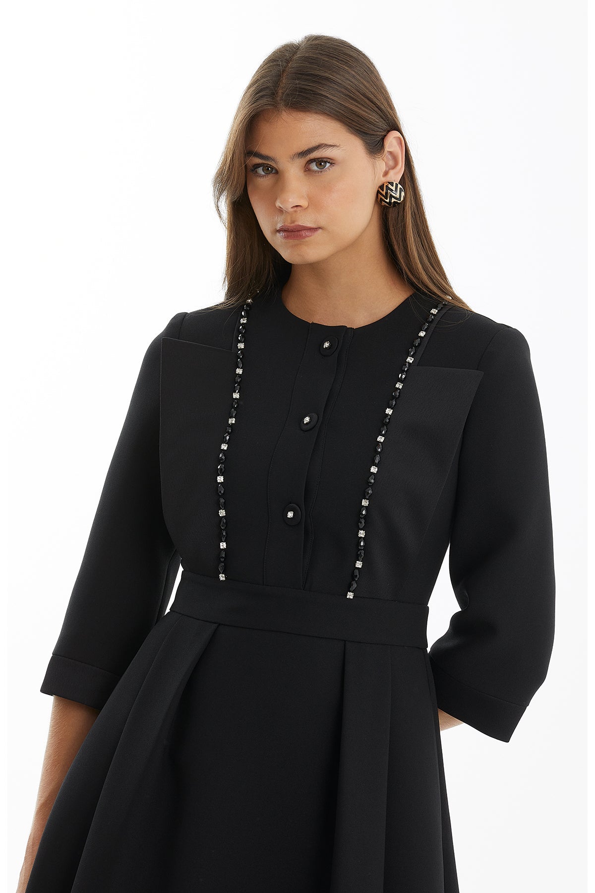 Black Blazer-Style Embellished Dress