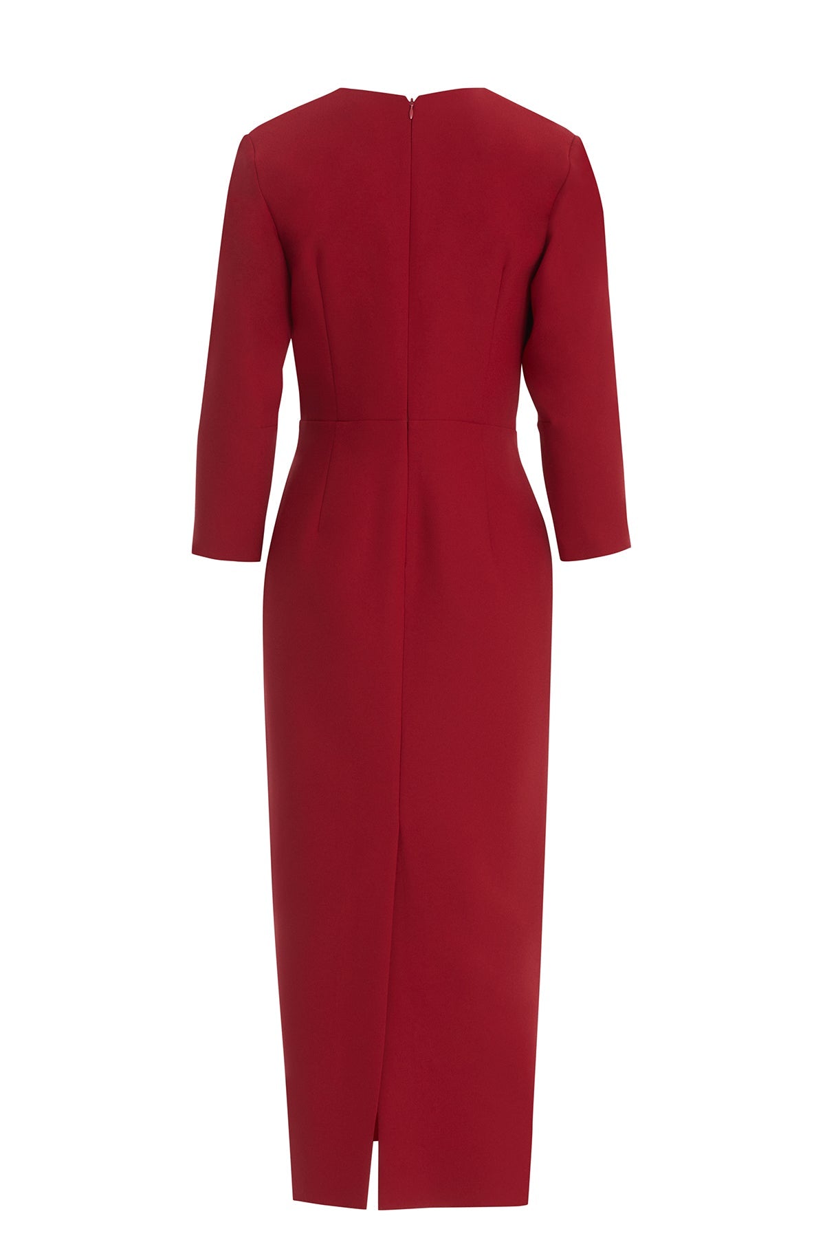 Red Pleated Dress with Embroidery Detail