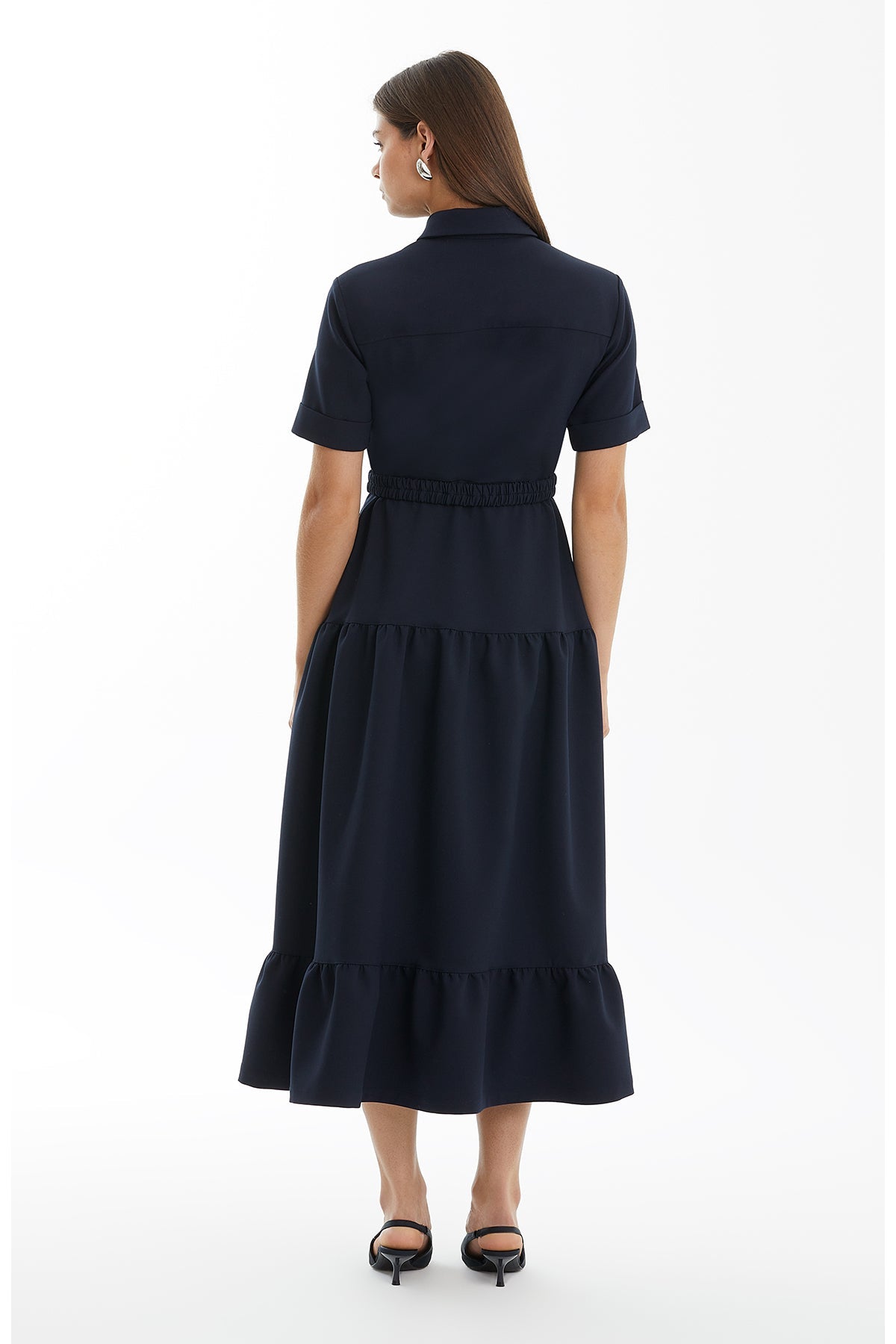 Dark Navy Dress with Embroidery and Needlework Detail