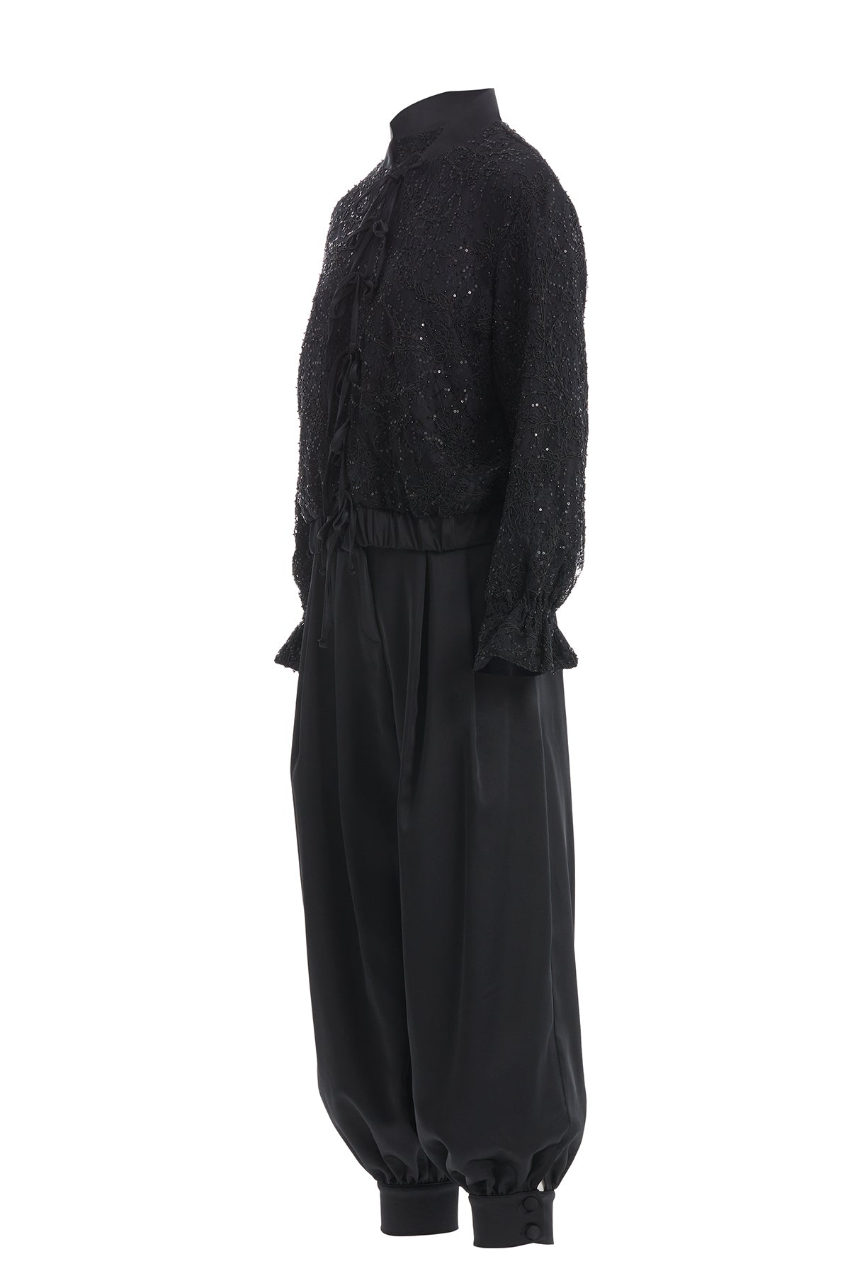 Black Bomber Jacket and Harem Trousers Set