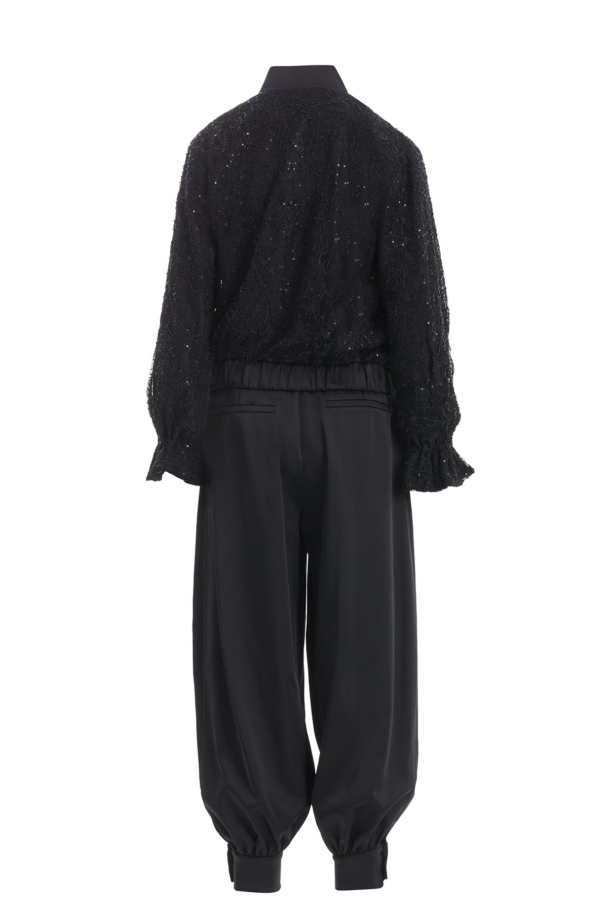 Black Bomber Jacket and Harem Trousers Set