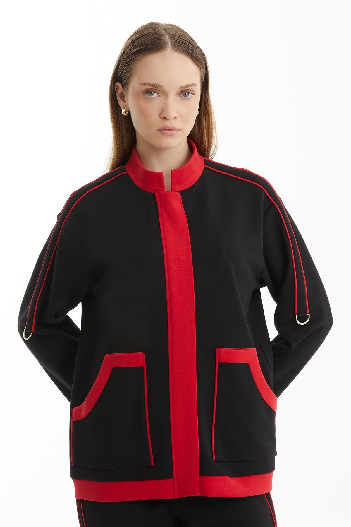 Black Tracksuit with Contrast Piping