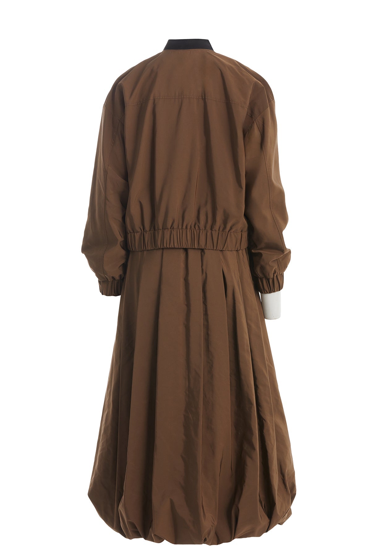 Brown Bomber Jacket and Skirt Set