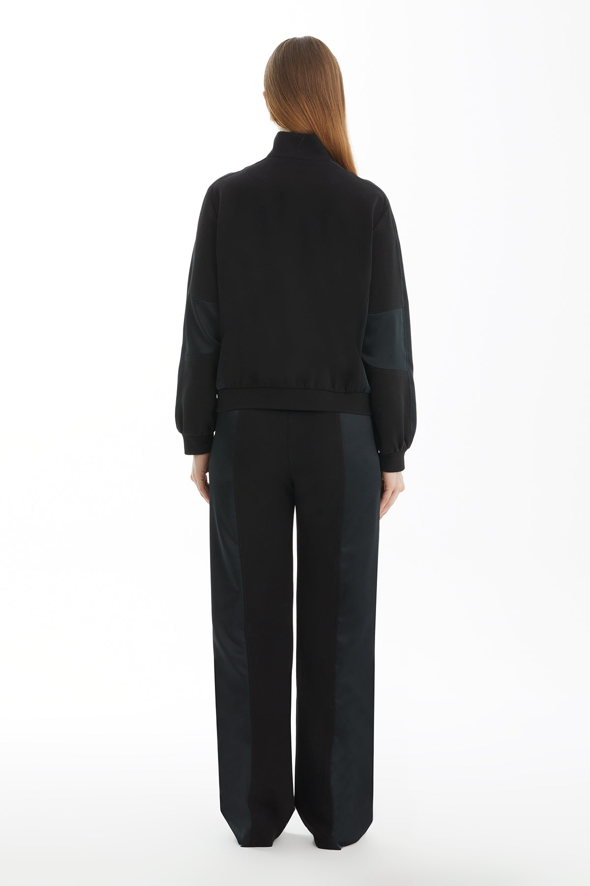 Black Tracksuit with Satin Fabric Detail