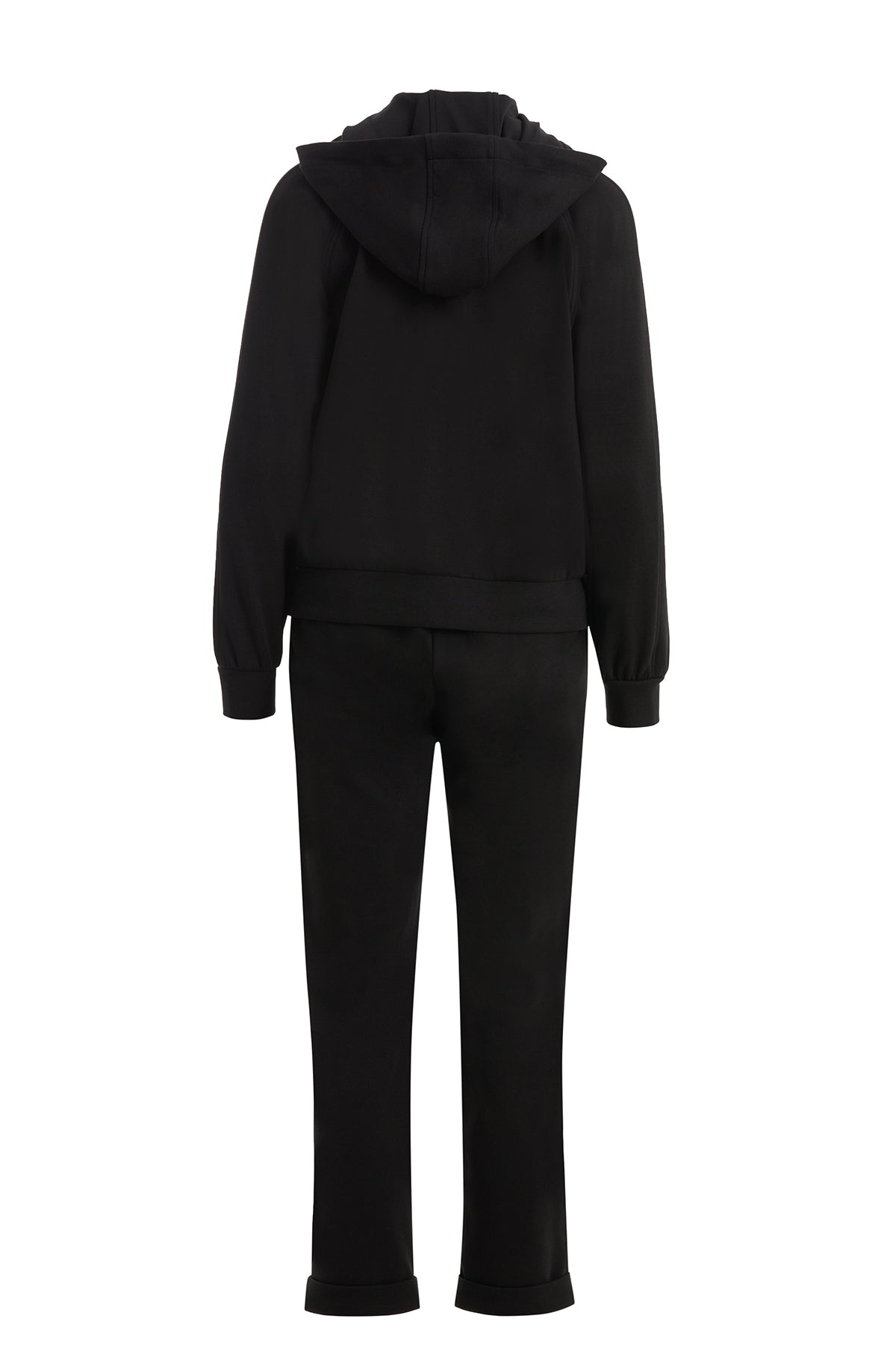 Black Hooded Tracksuit with Double Hem Detail