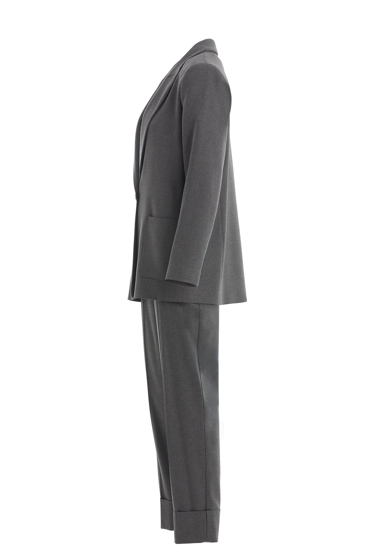 Grey Trouser Set with Single Button Detail