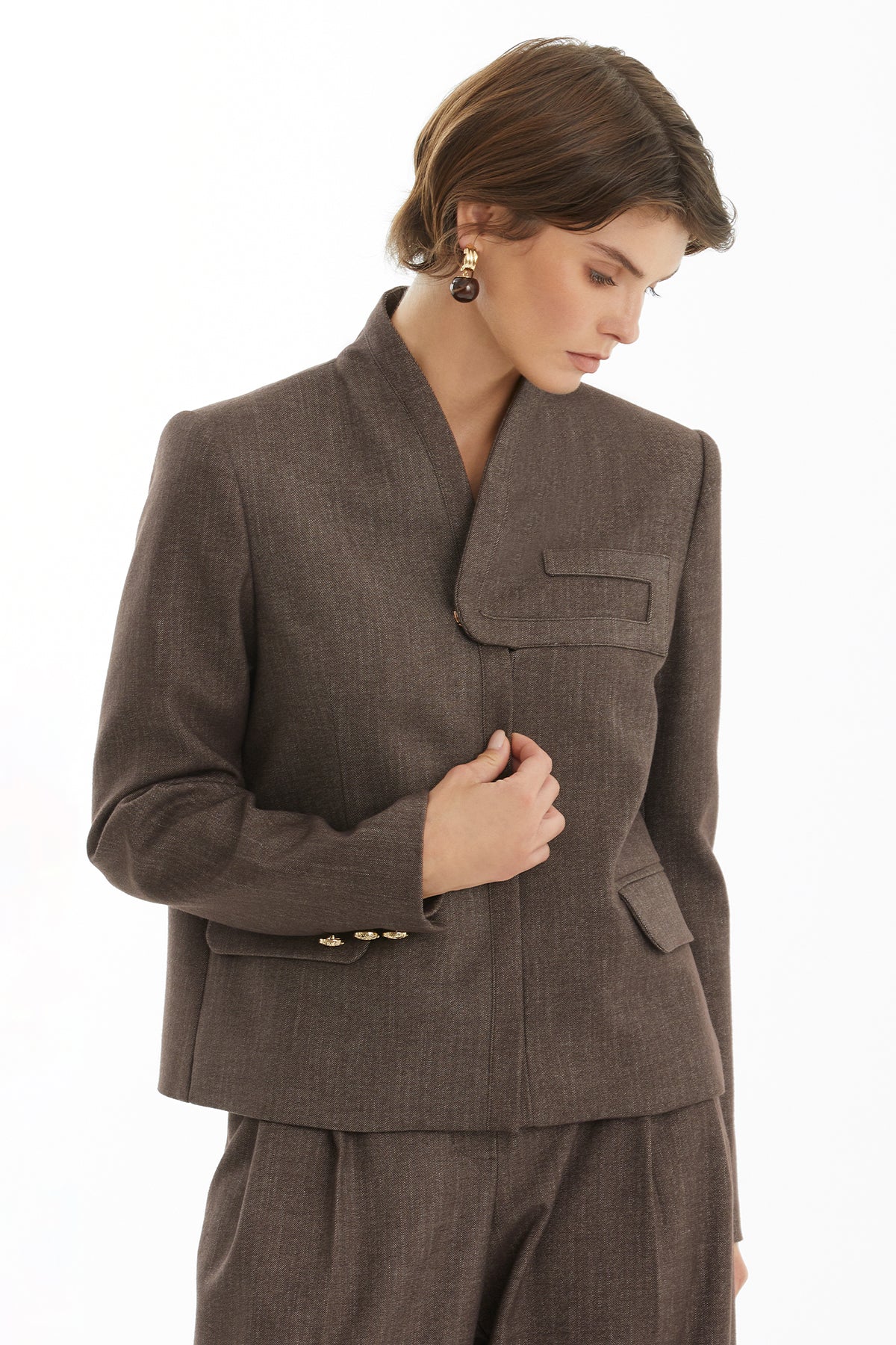 Brown Masculine Cut Trouser Set