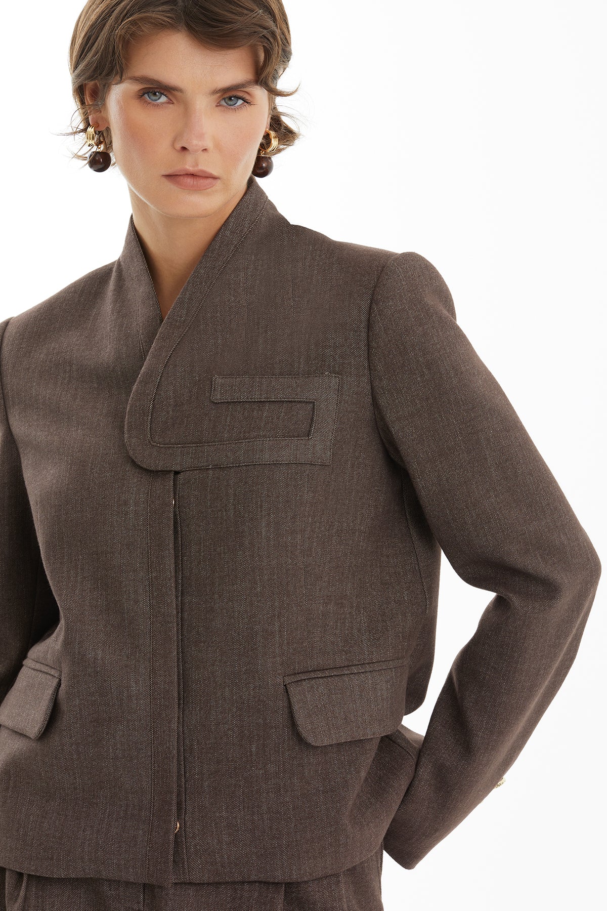 Brown Masculine Cut Trouser Set