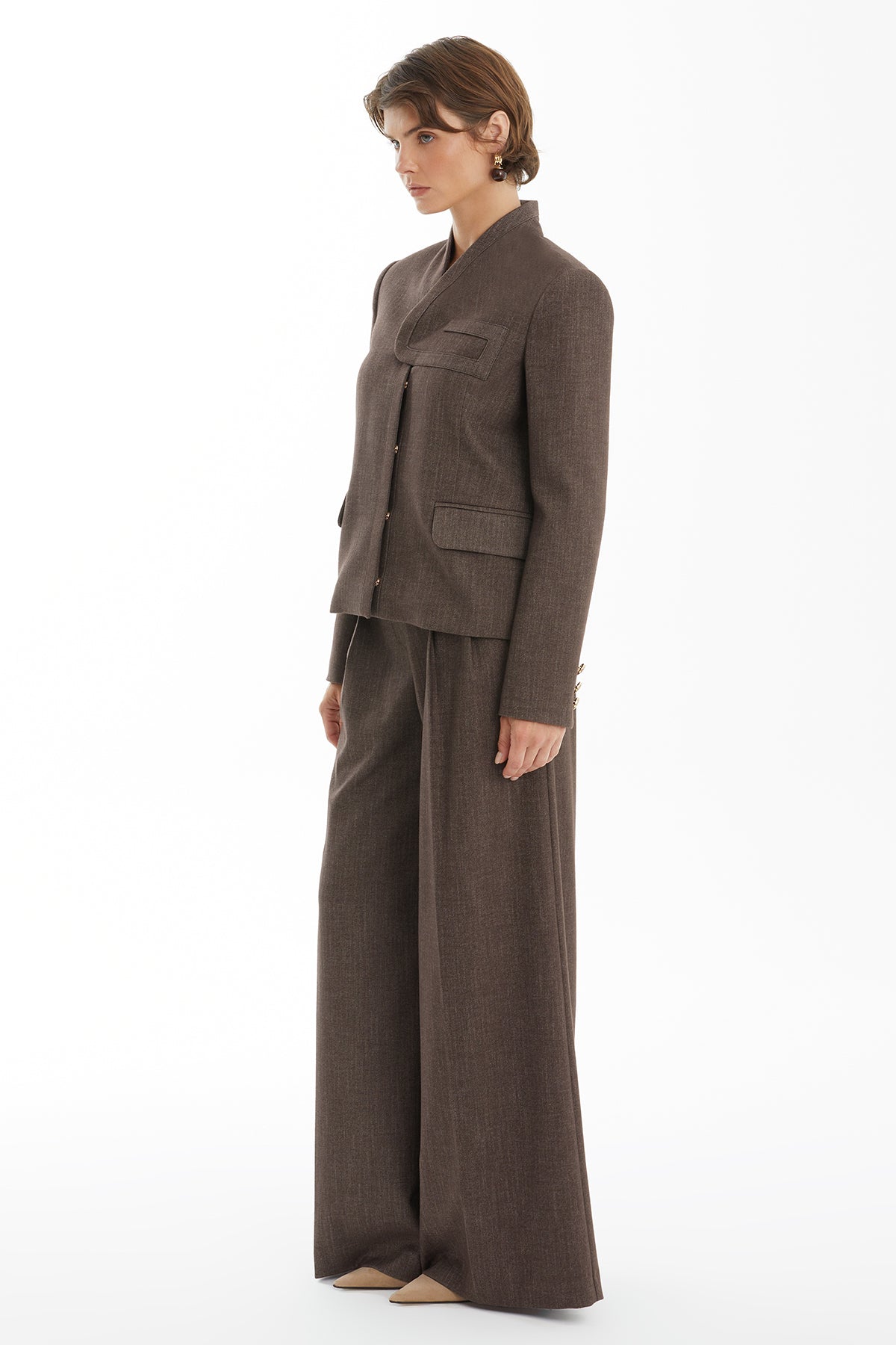 Brown Masculine Cut Trouser Set