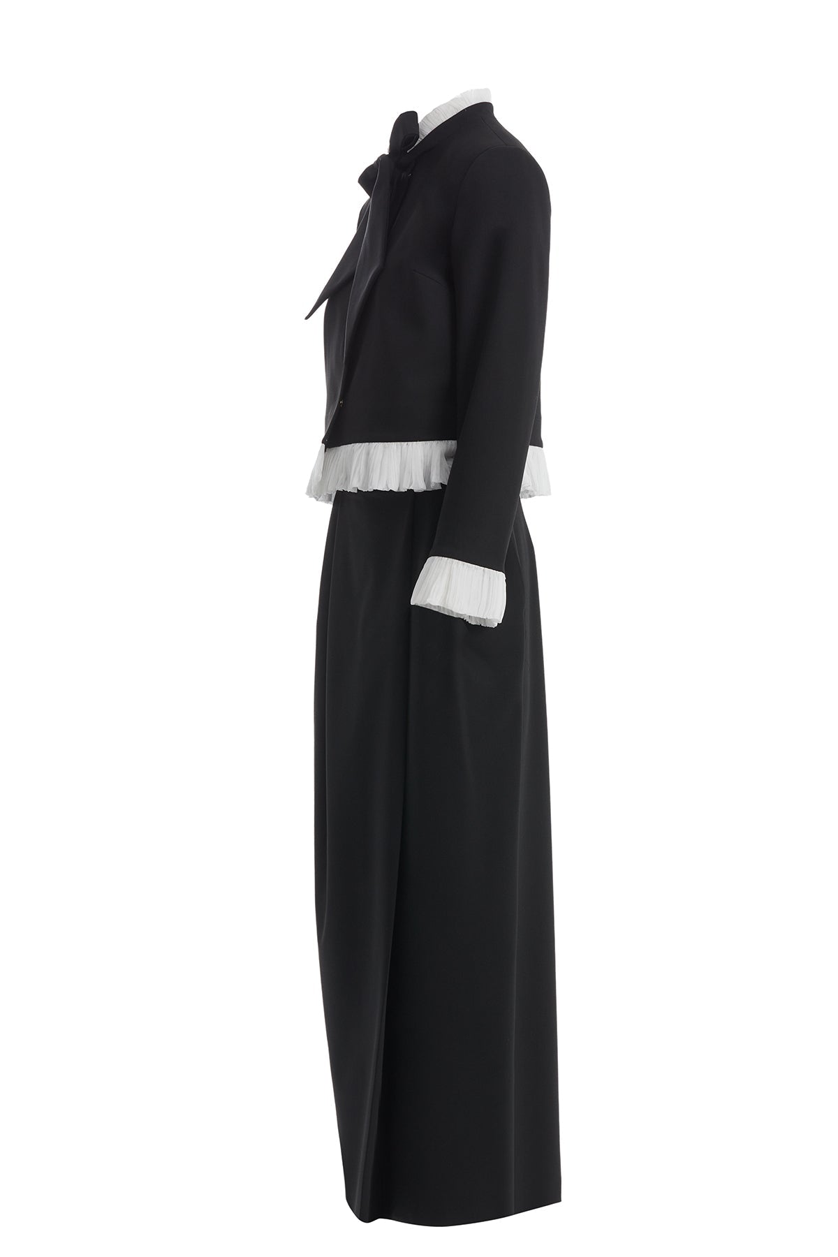 Black Tie Detail Jacket and Skirt Set