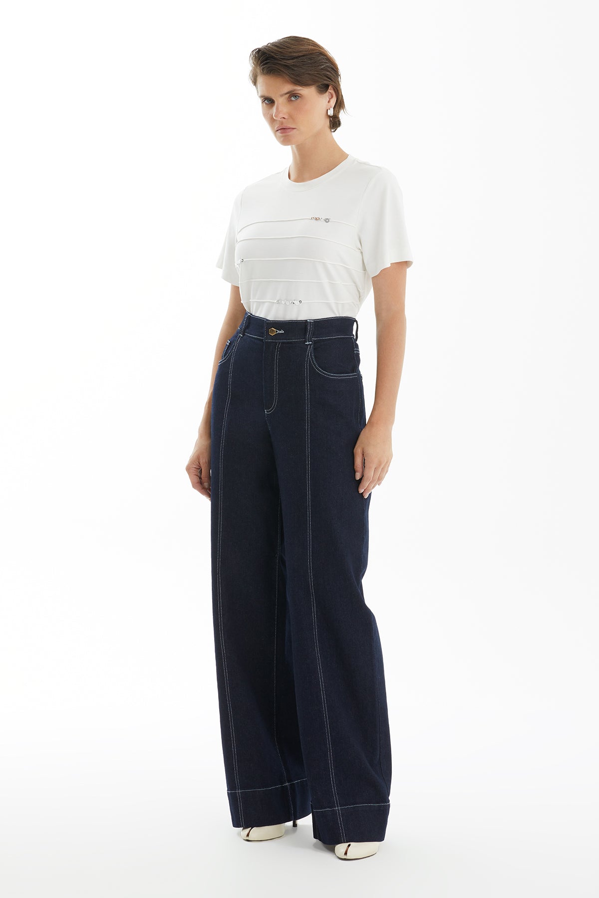 Dark Navy Jeans with Embroidered Back Pocket