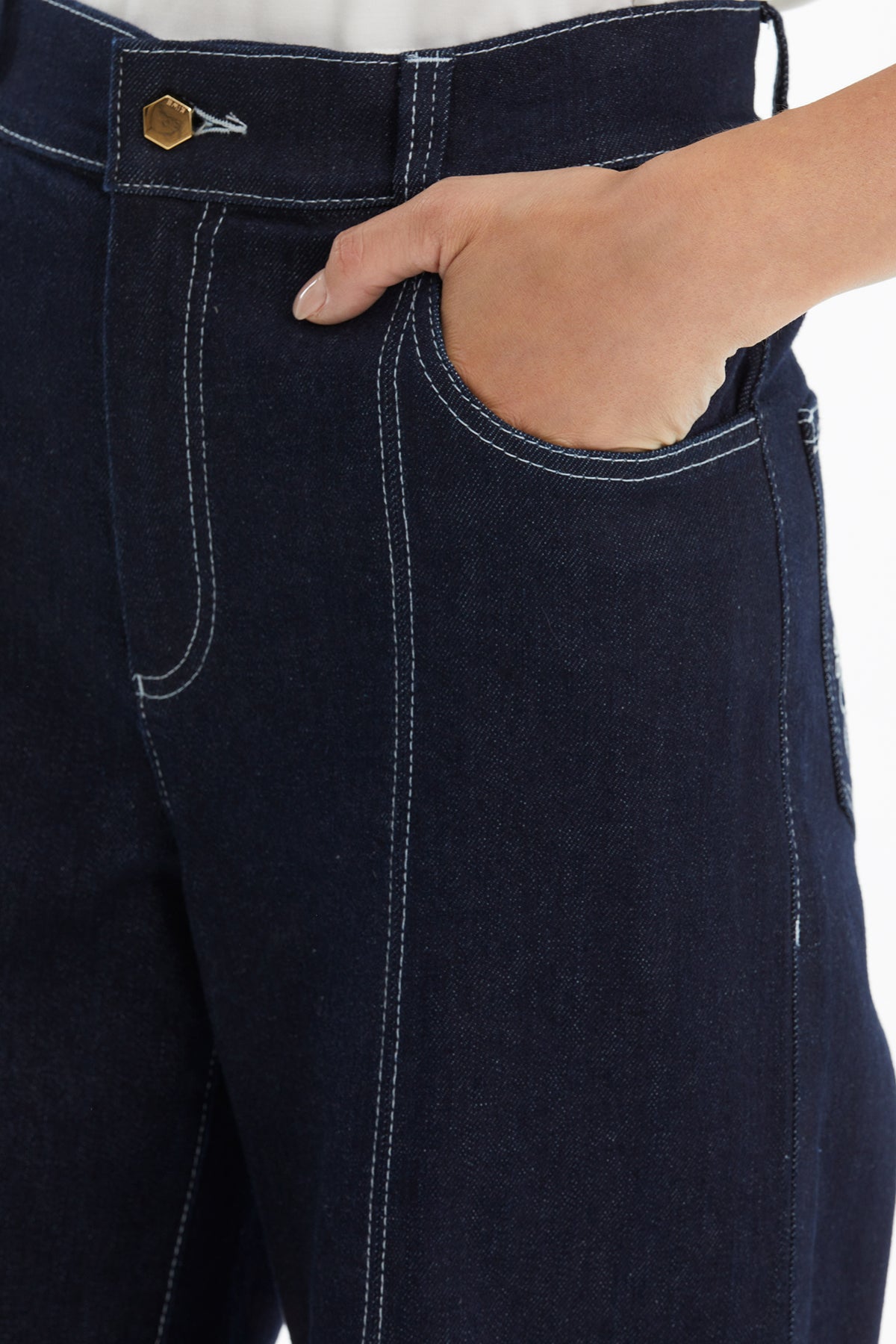 Dark Navy Jeans with Embroidered Back Pocket