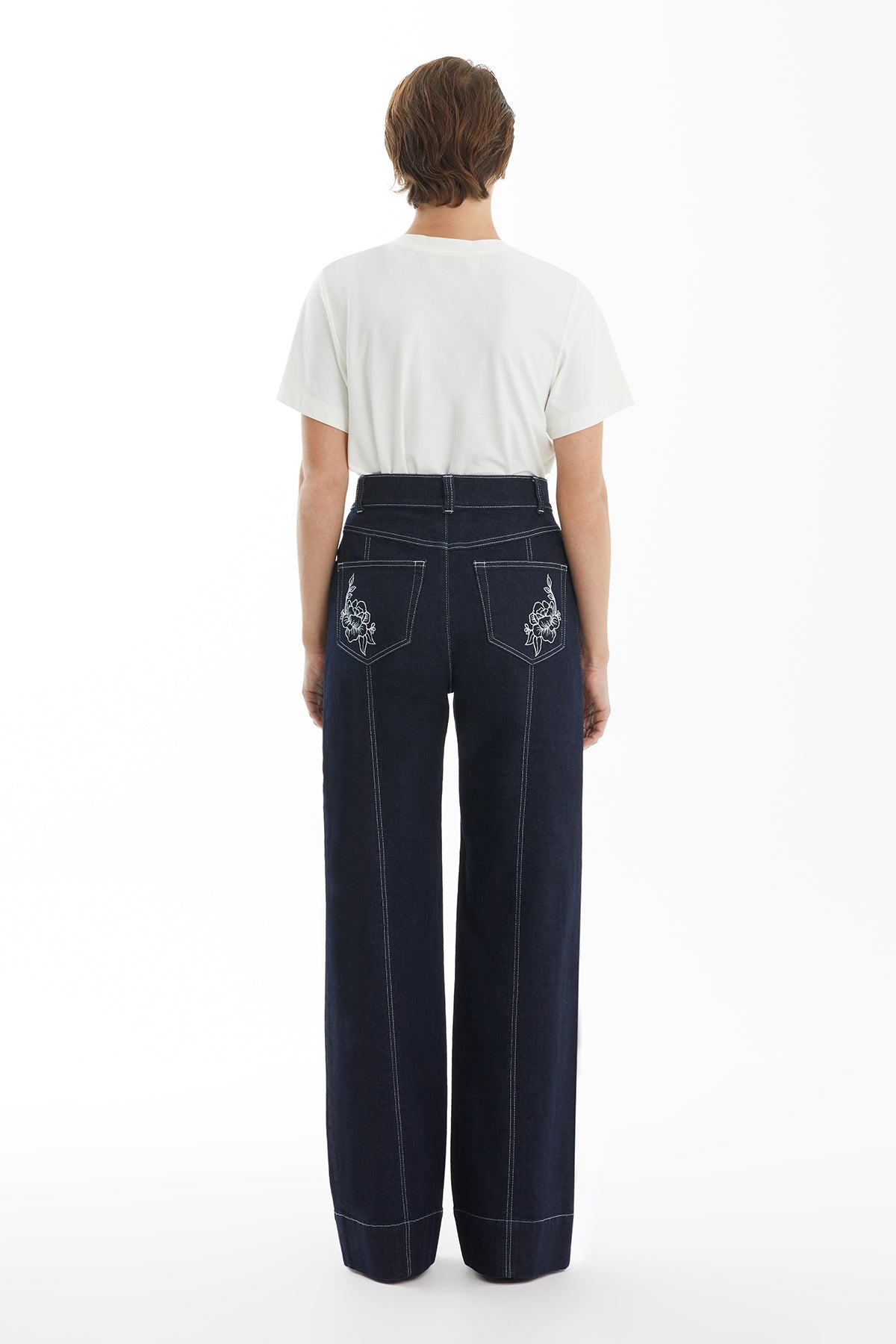 Dark Navy Jeans with Embroidered Back Pocket