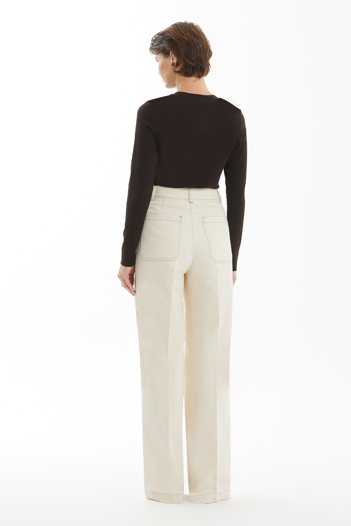 Ecru Denim Skirt with Floral Embroidery