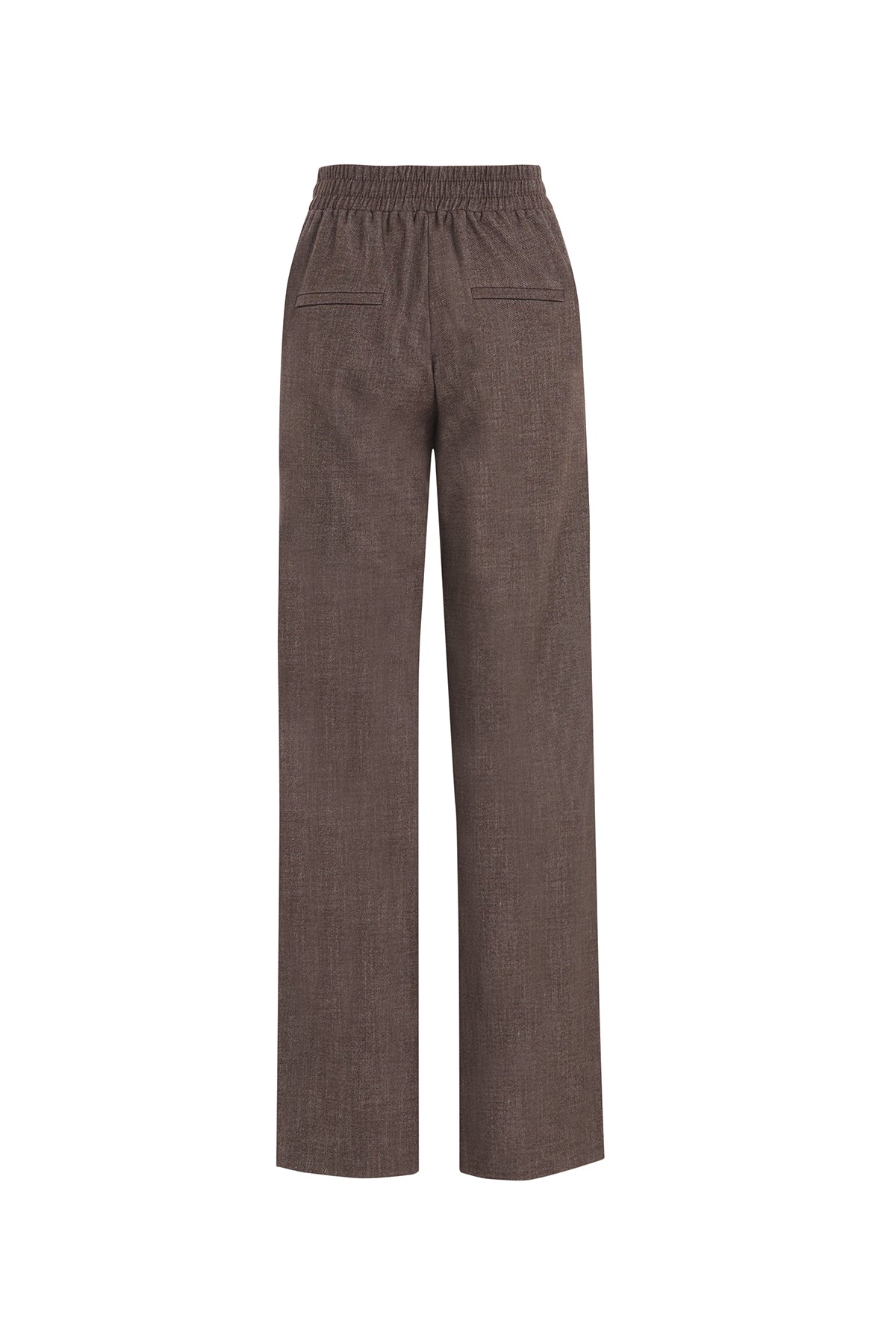 Brown Elastic Waist Trousers with G Embroidery