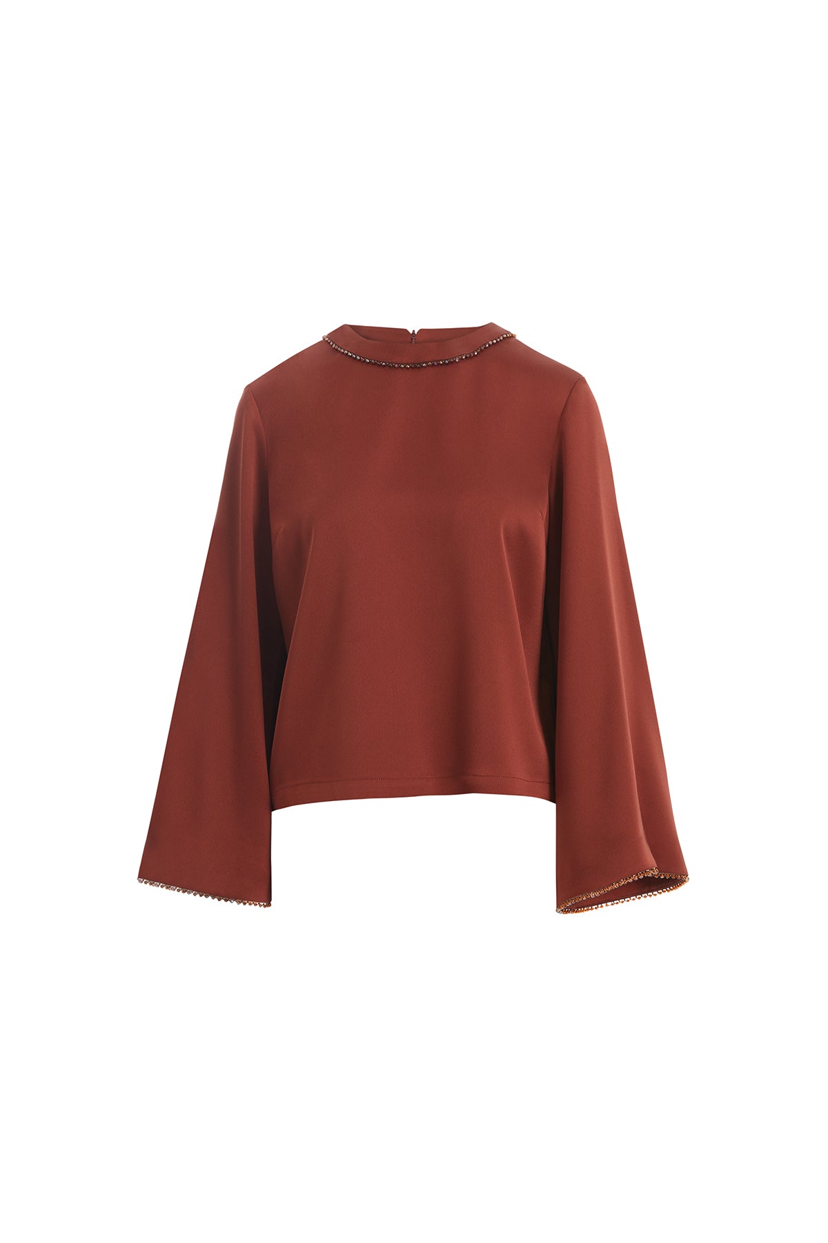 Brown Cinnamon Blouse with Bead Detail