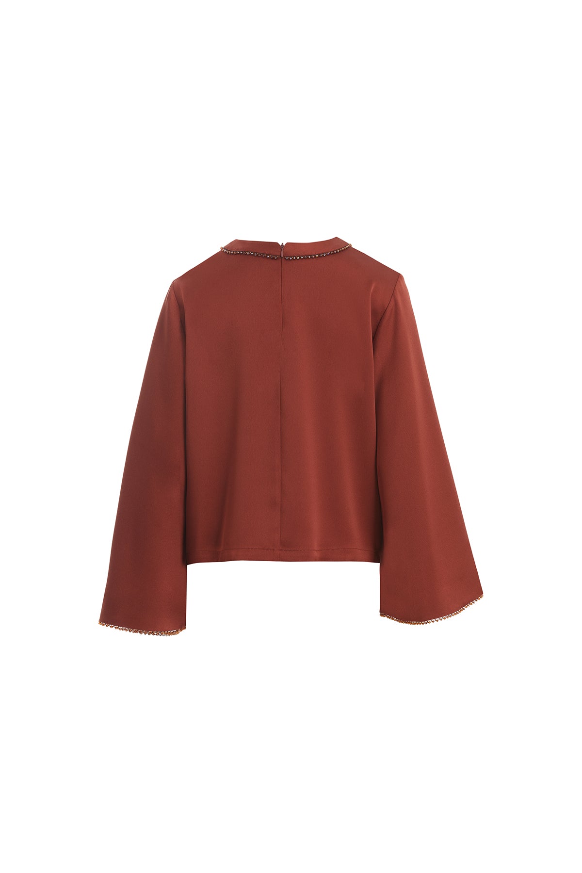 Brown Cinnamon Blouse with Bead Detail