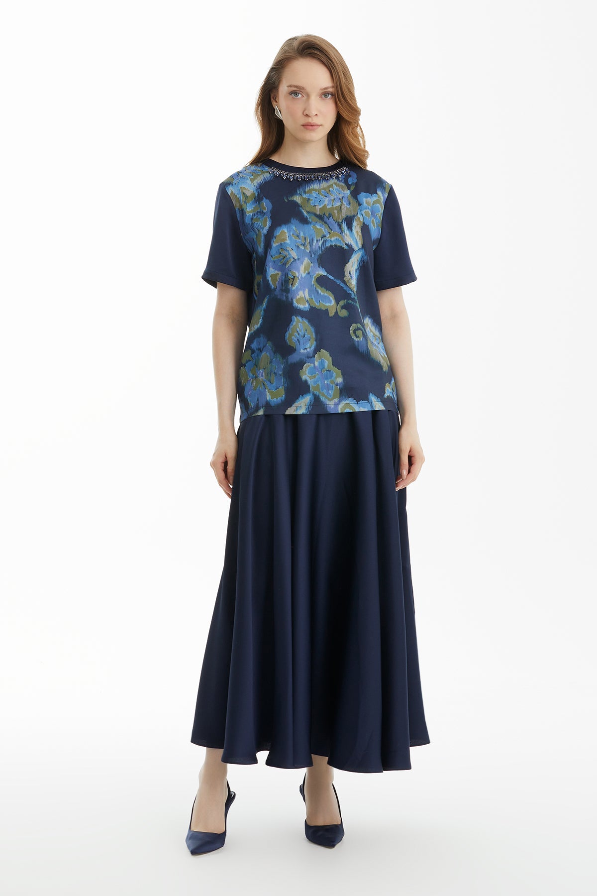 Printed T-Shirt with Crystal Accessory Detail