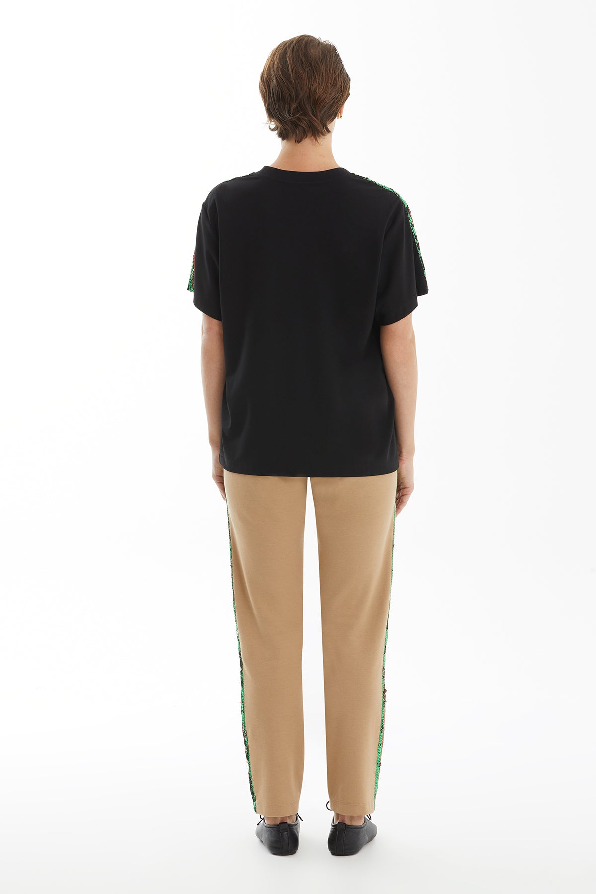 Black Basic T-Shirt with Trim Detail