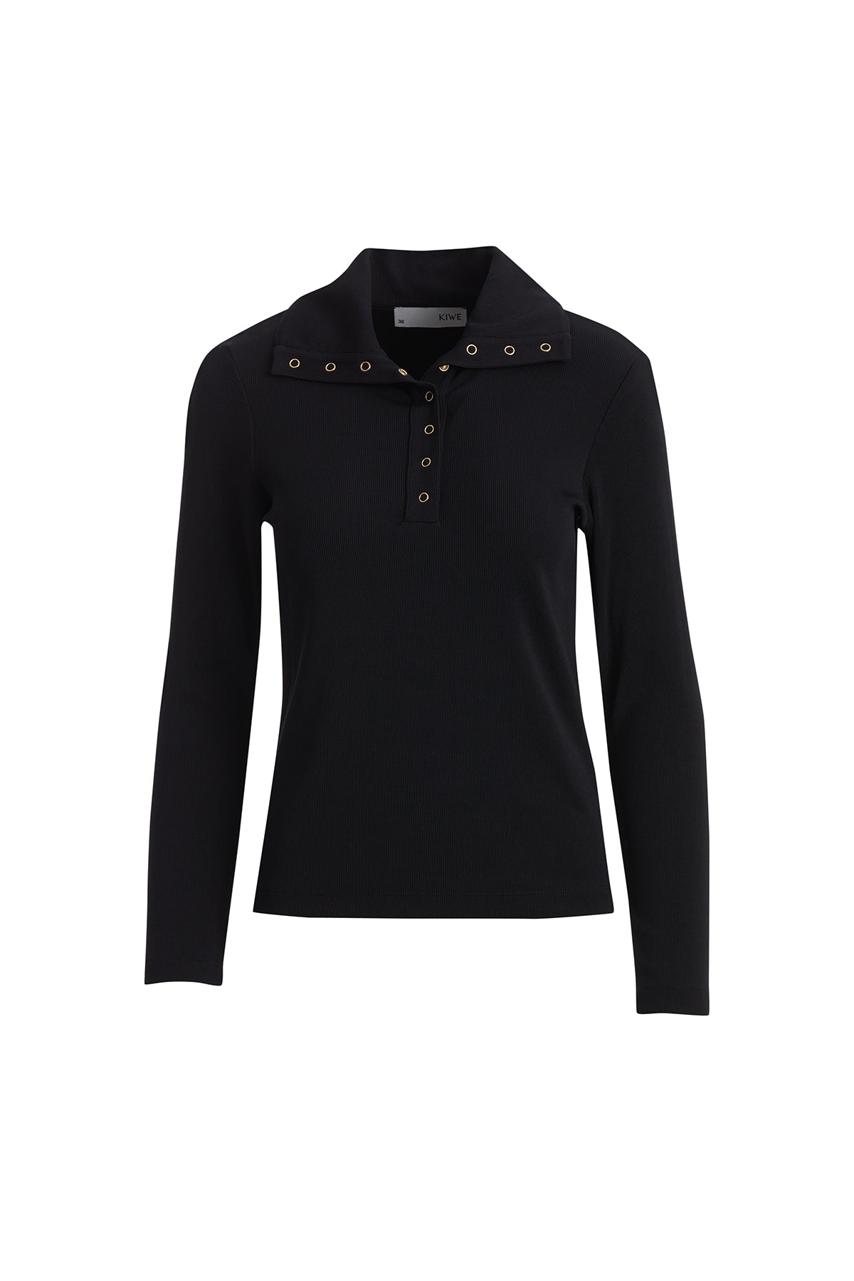 Black Long Blouse with Snap Detail