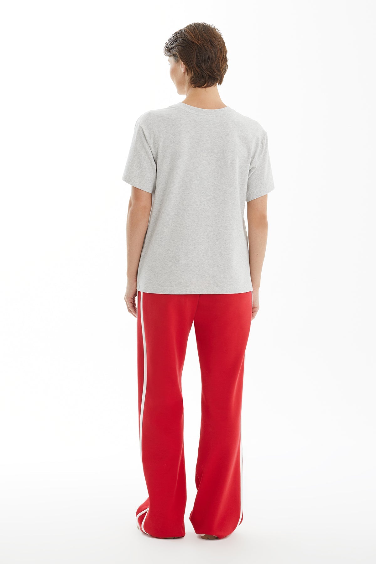 Grey T-Shirt with Red Sequin Detail