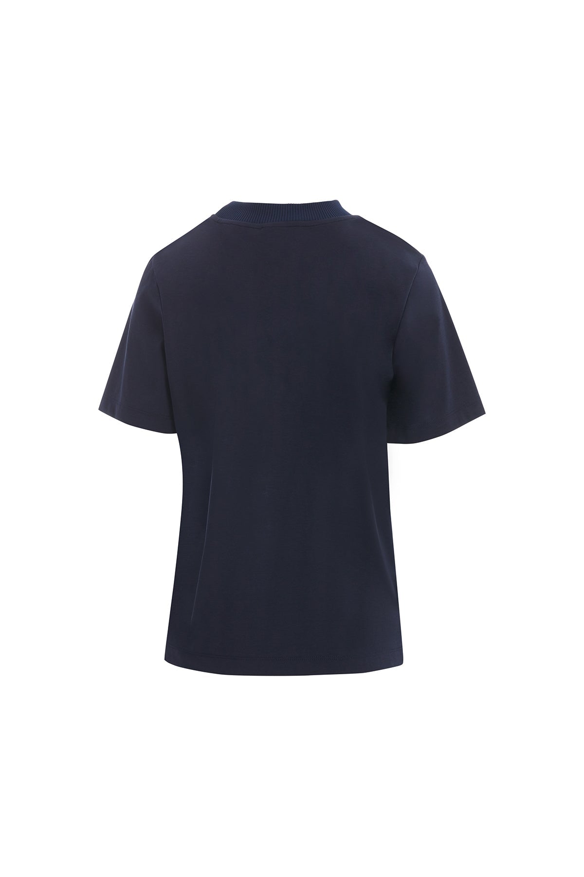 Dark Navy T-Shirt with Knit Collar and Horseshoe Detail