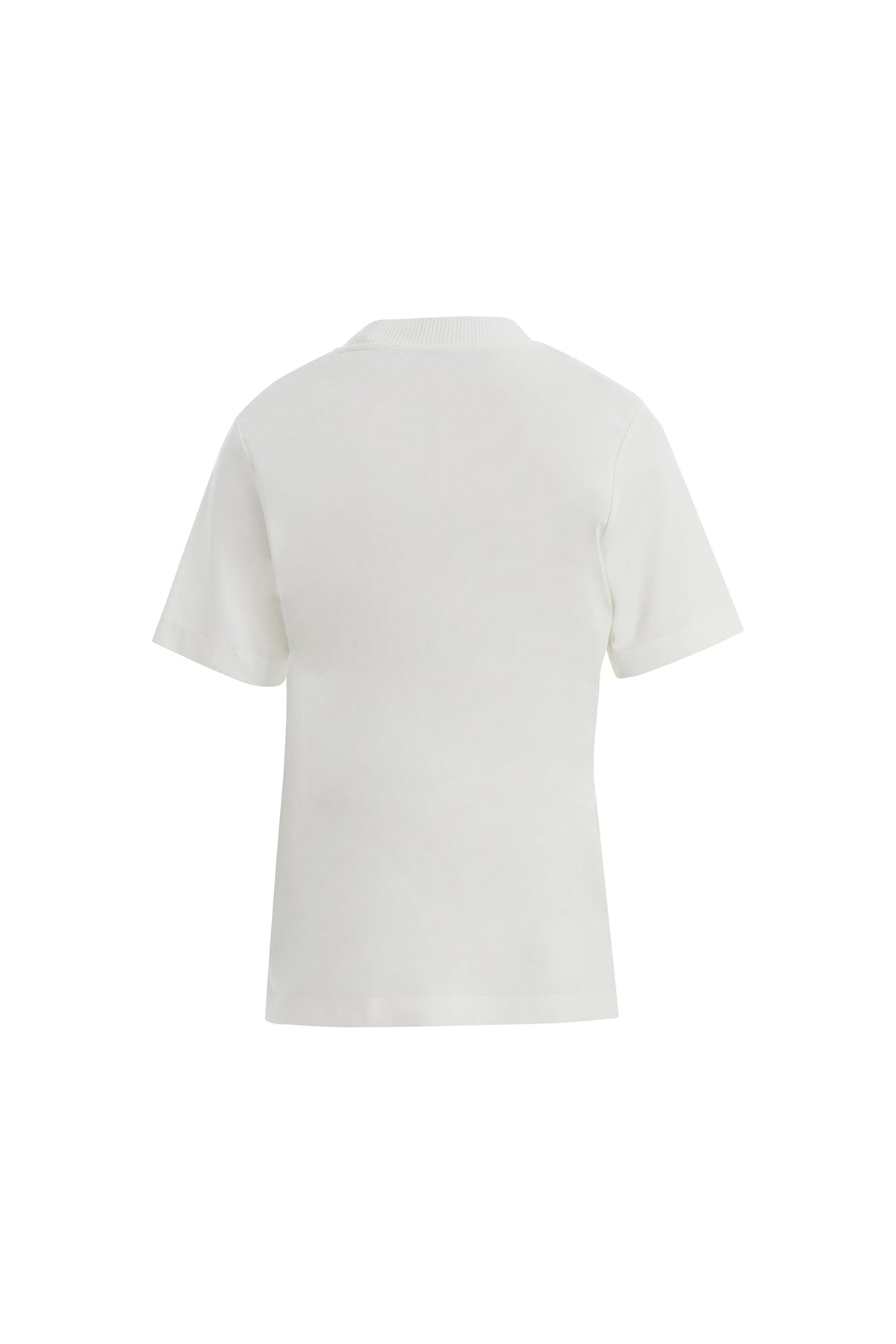 Ecru T-Shirt with Knit Collar and Horseshoe Detail