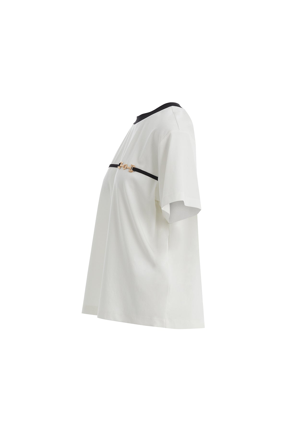 Ecru T-Shirt with Trim and Accessory Detail
