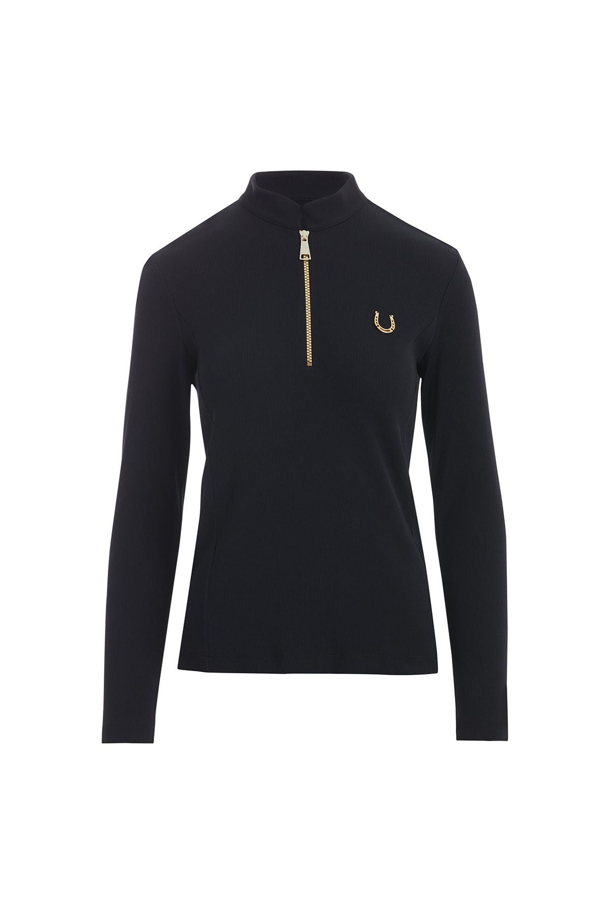 Black Zippered Blouse with Accessory