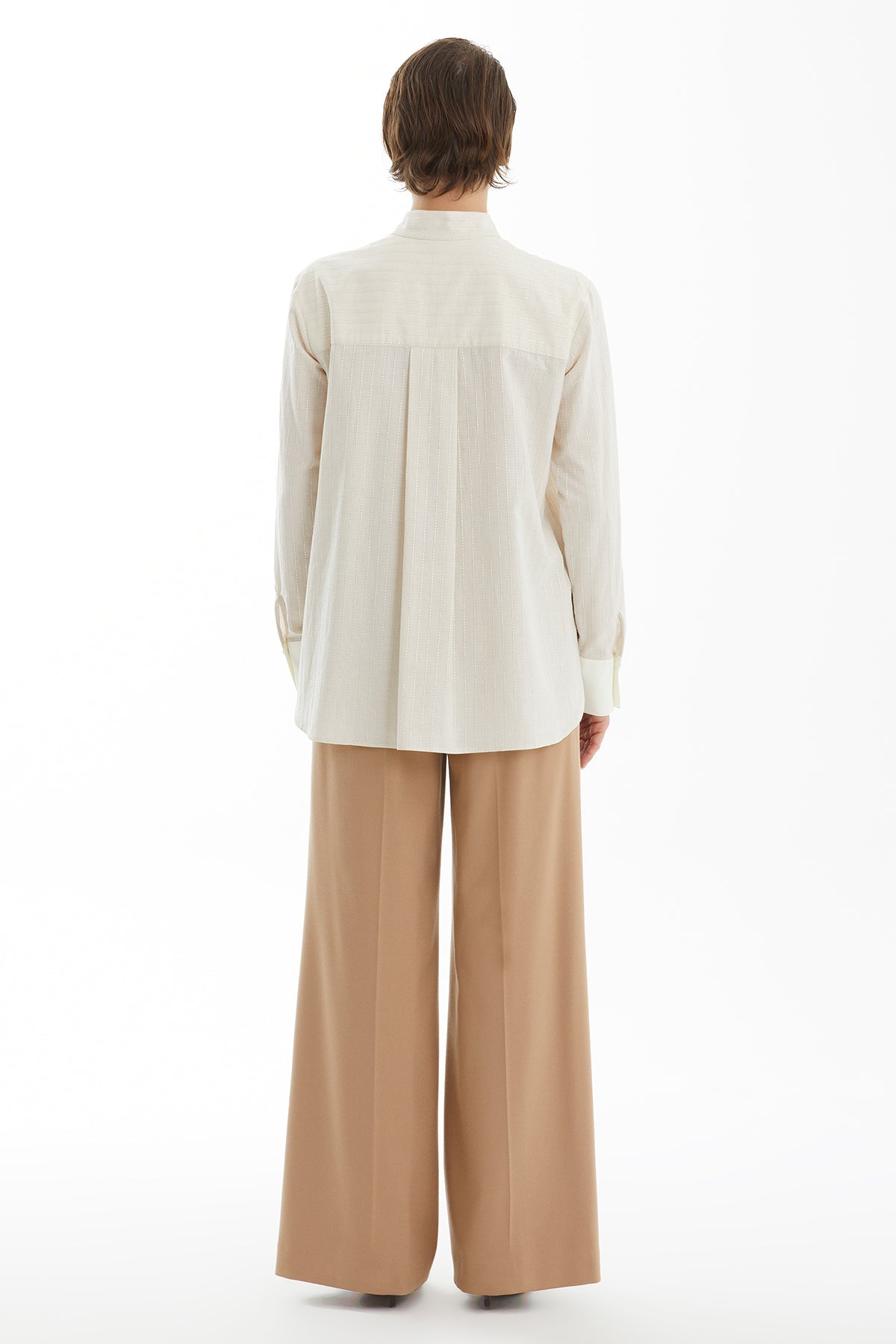Beige Wing Collar Shirt