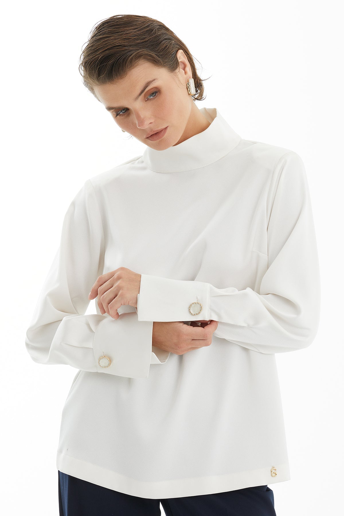 Ecru Turtleneck Blouse
