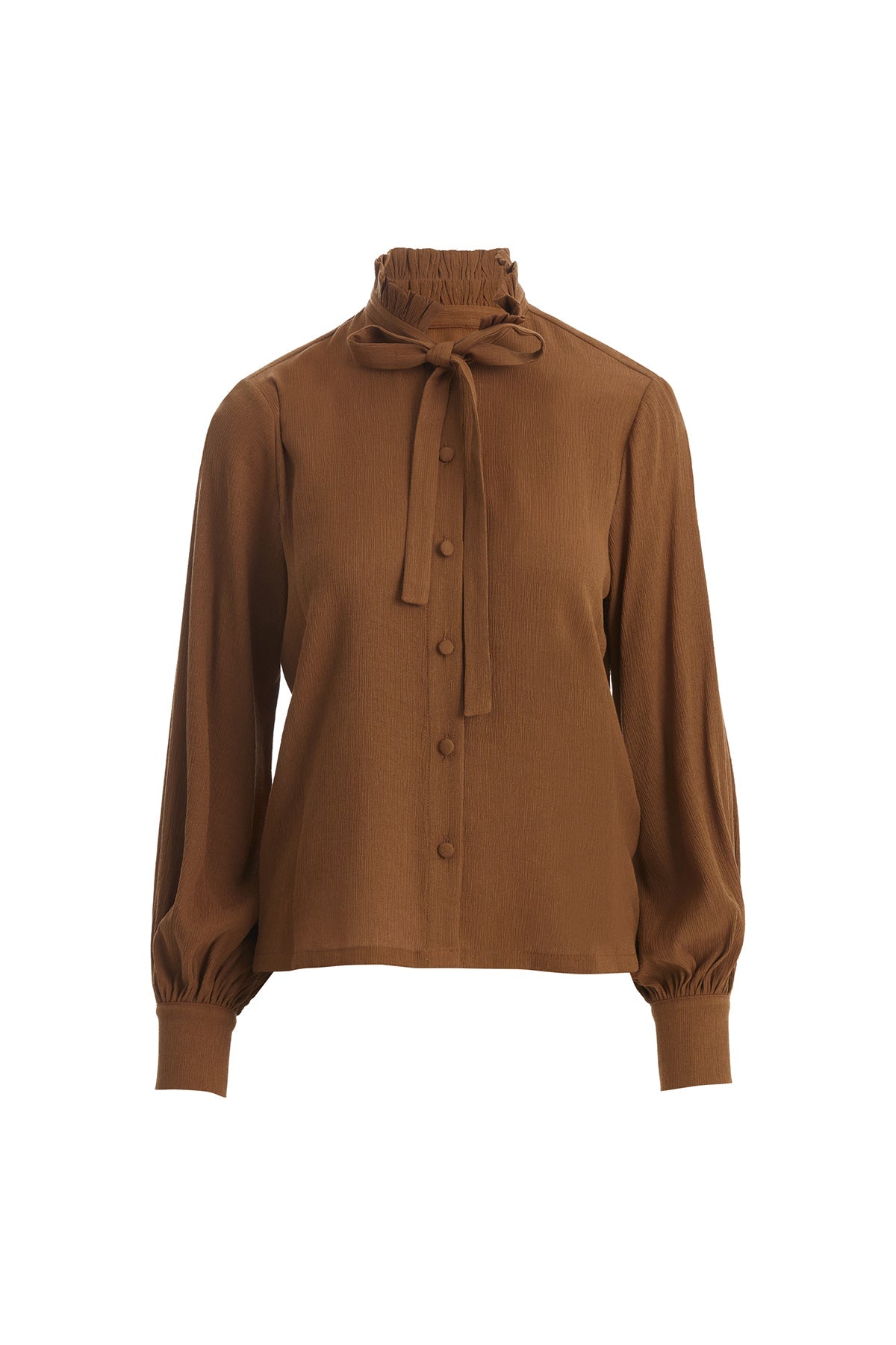 Brown Tie Neck Blouse