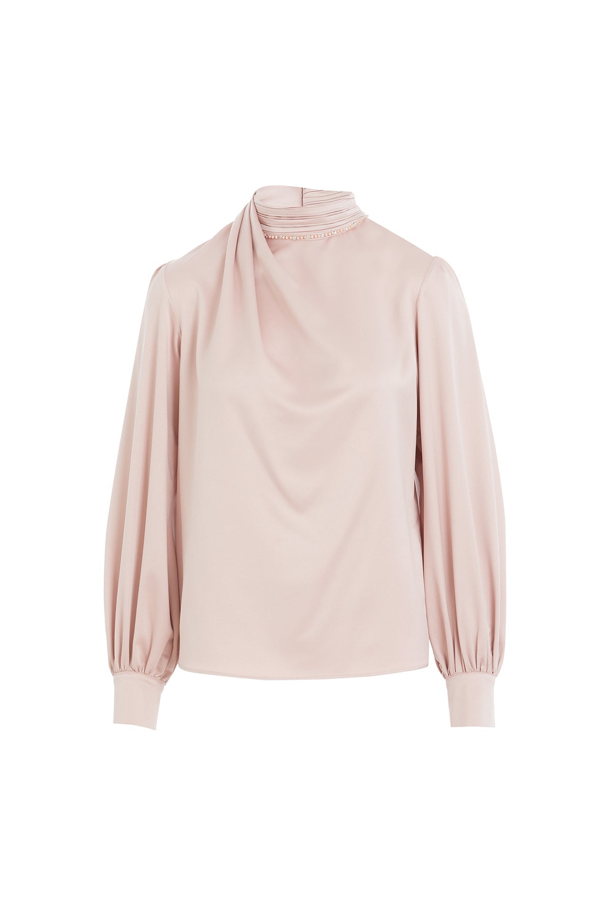 Pink Pleated Embroidered Blouse