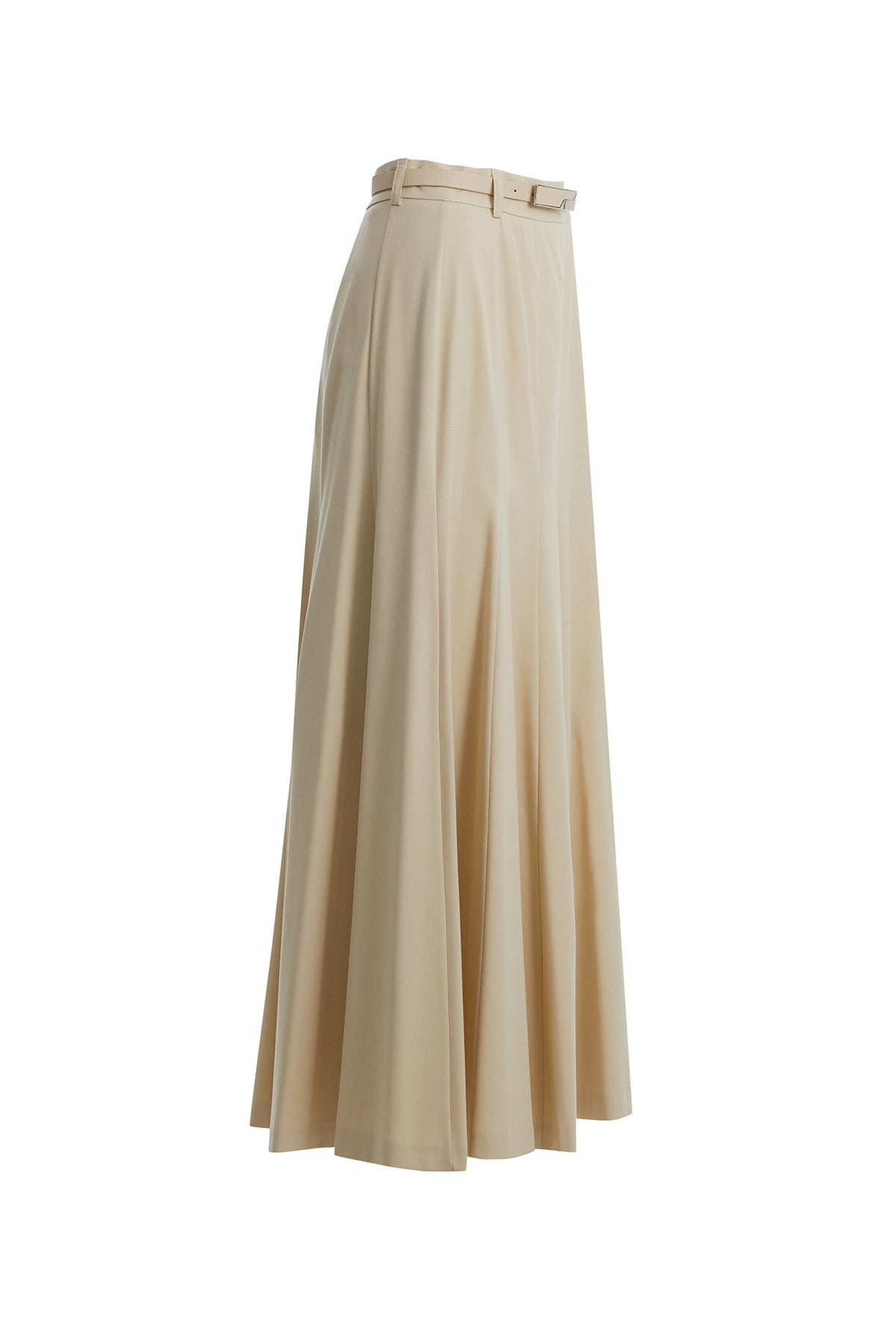 Ecru Godet Midi Skirt
