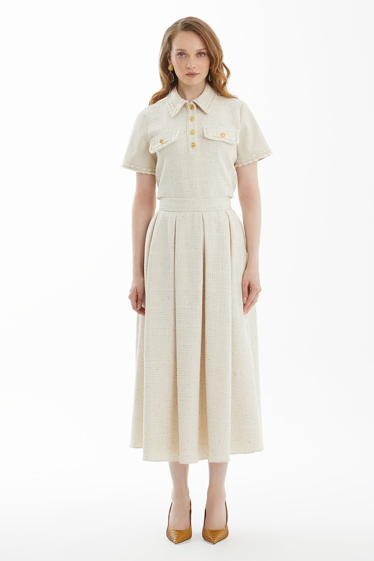 Ecru Midi Lace Skirt