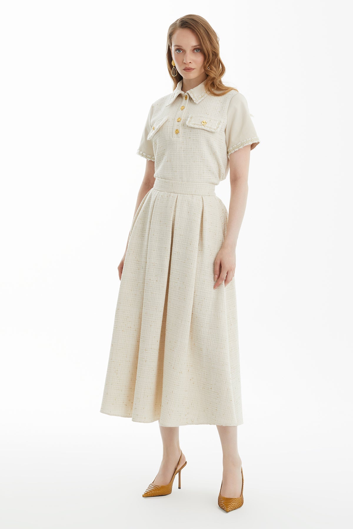 Ecru Midi Lace Skirt