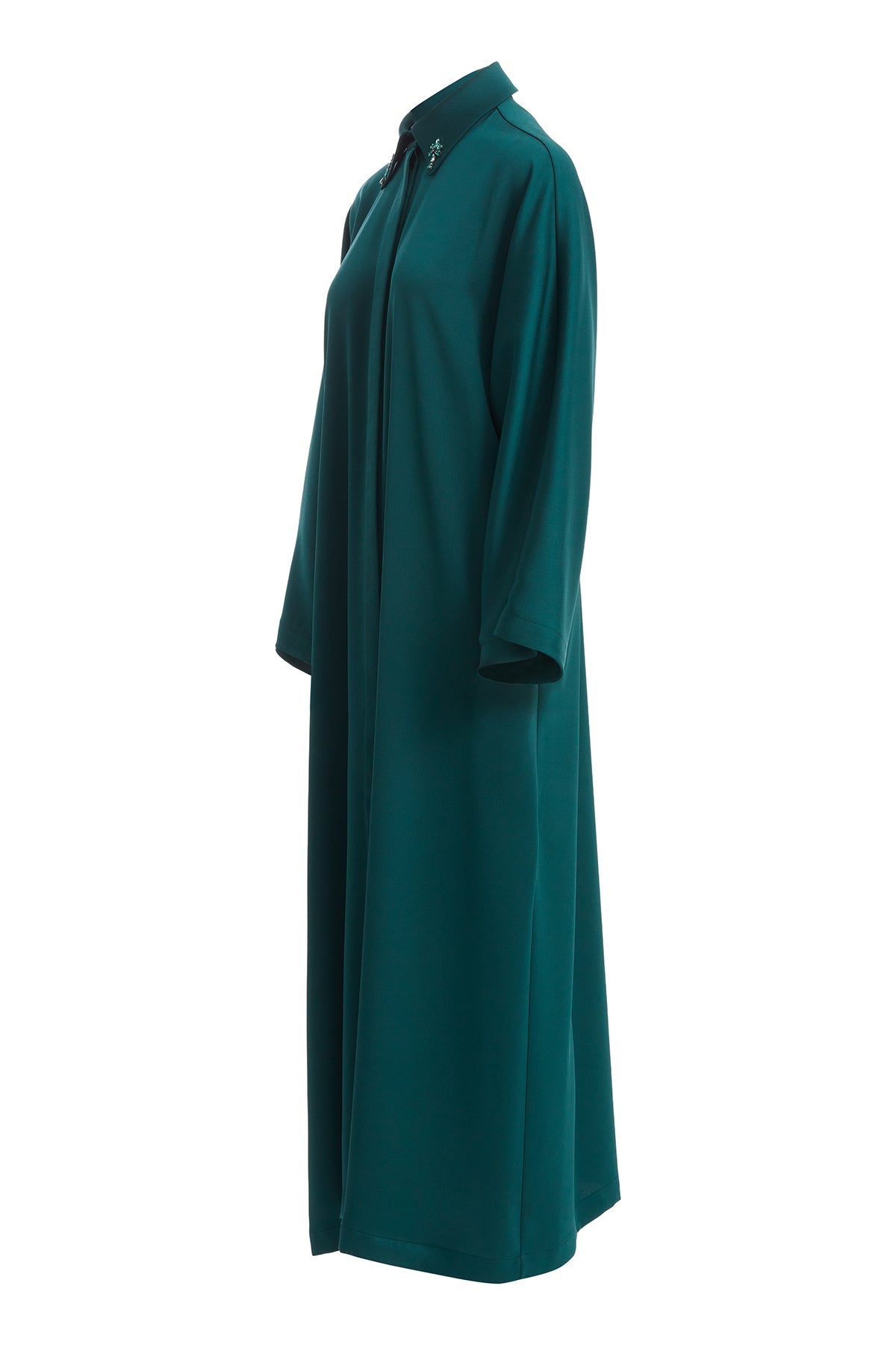Green Shirt-Collar Maxi Dress