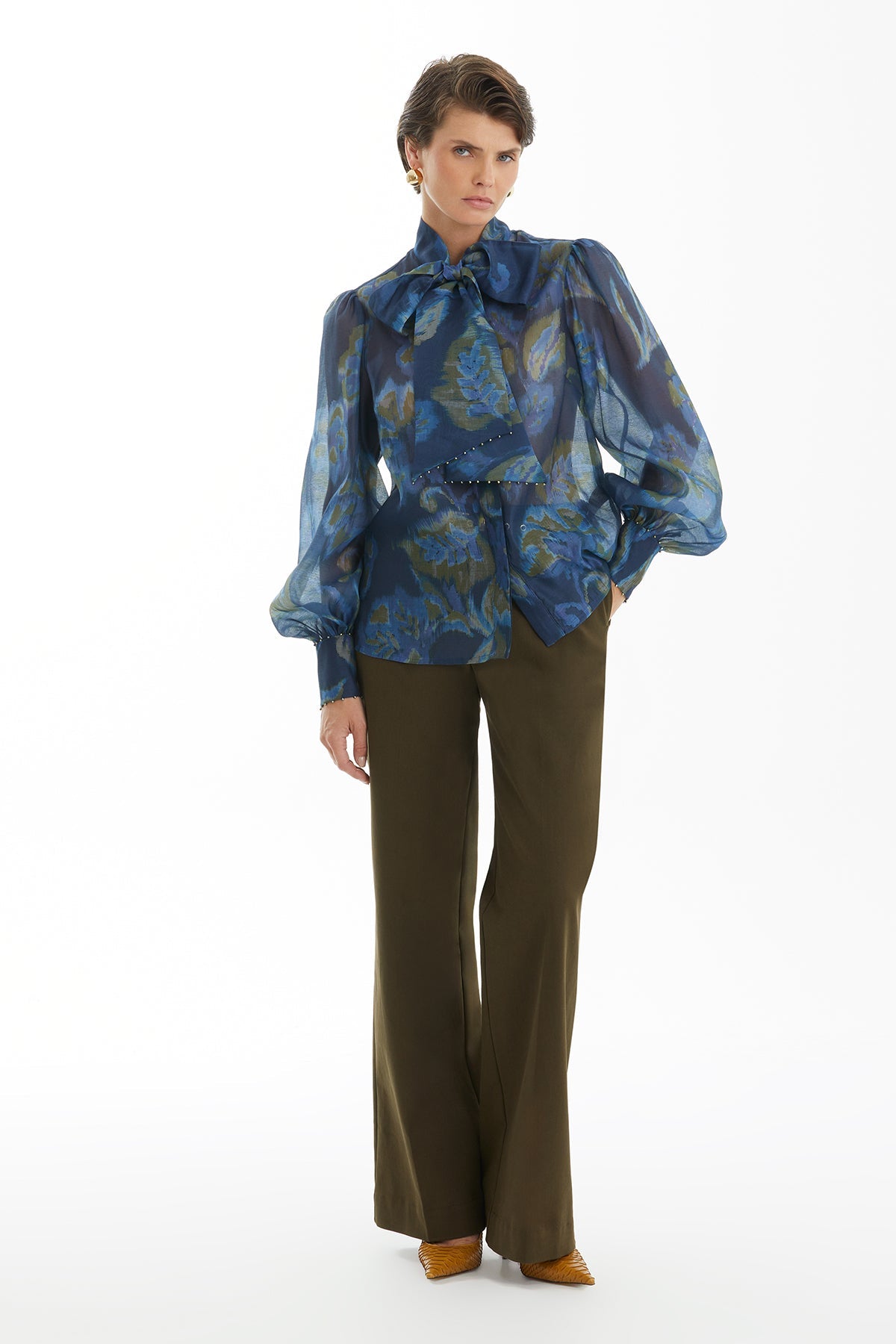 Bow Blouse with Crystal Detail