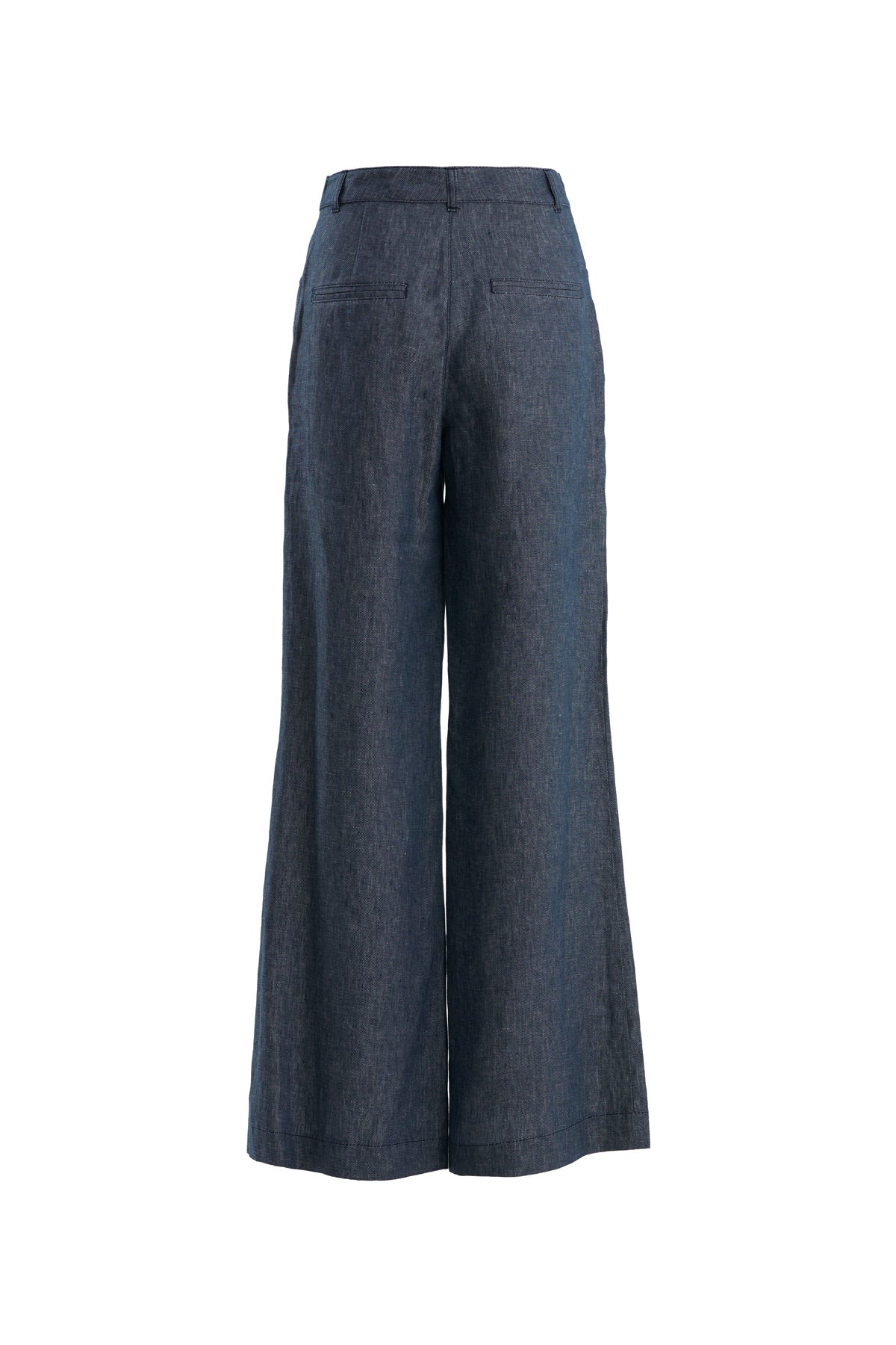 Blue Straight-Leg Linen Trousers