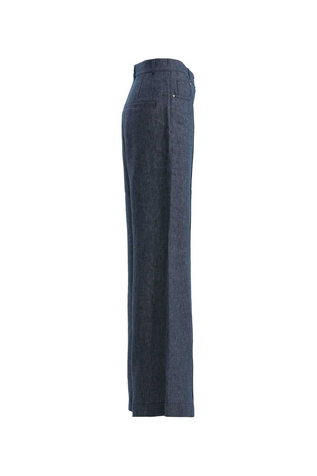 Blue Straight-Leg Linen Trousers