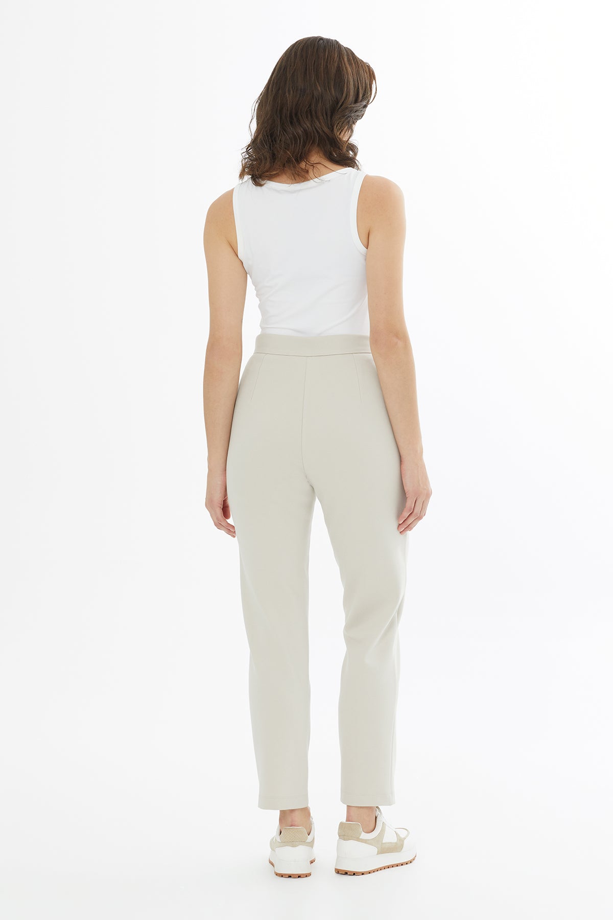 Beige Drawstring Embroidered Sweatpants