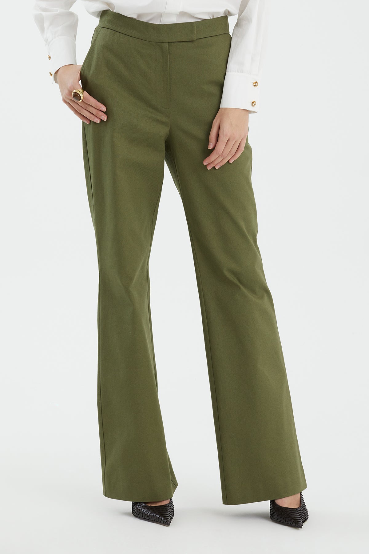 Green Straight-Leg Trousers