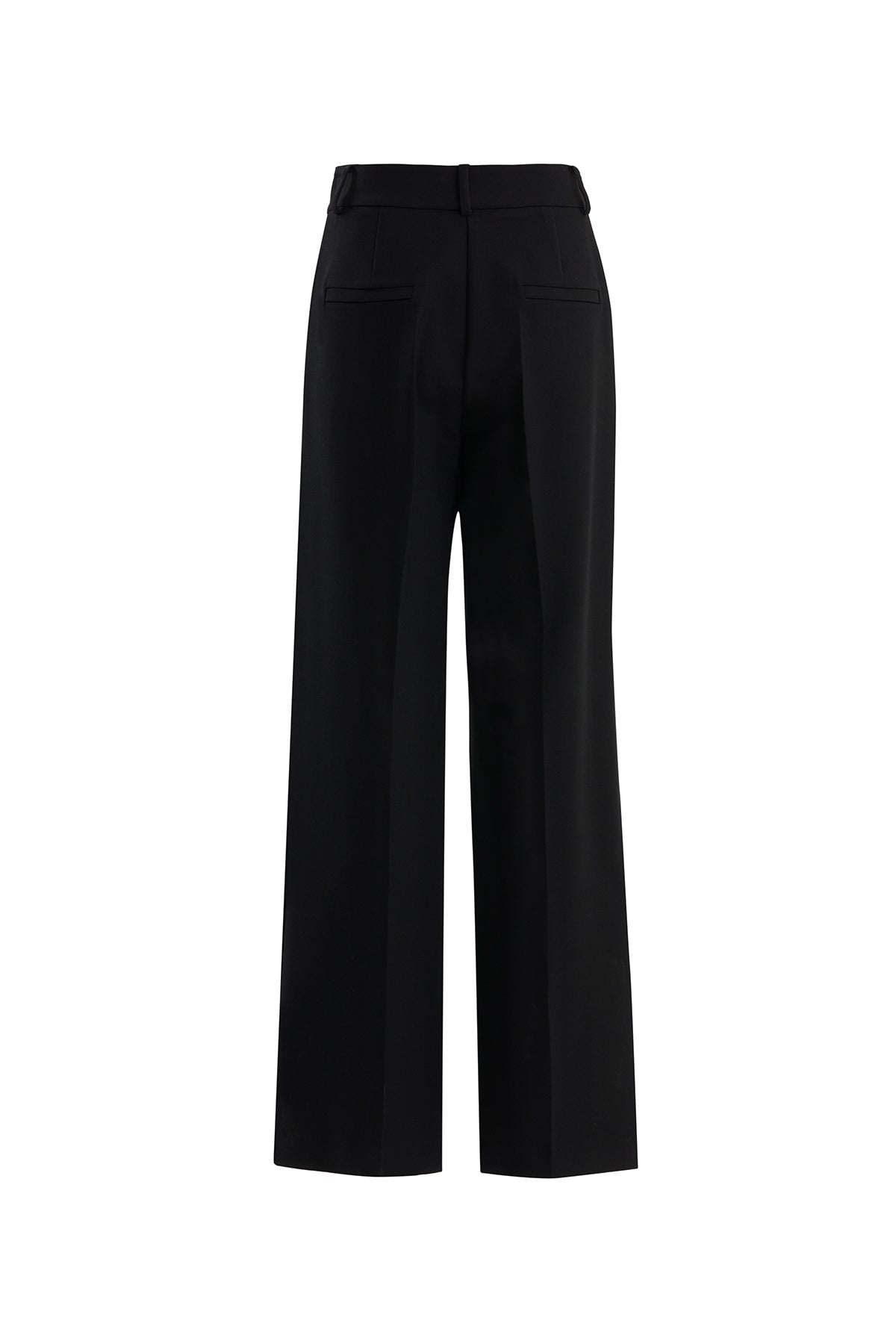 Black Button Detail Straight-Leg Trousers