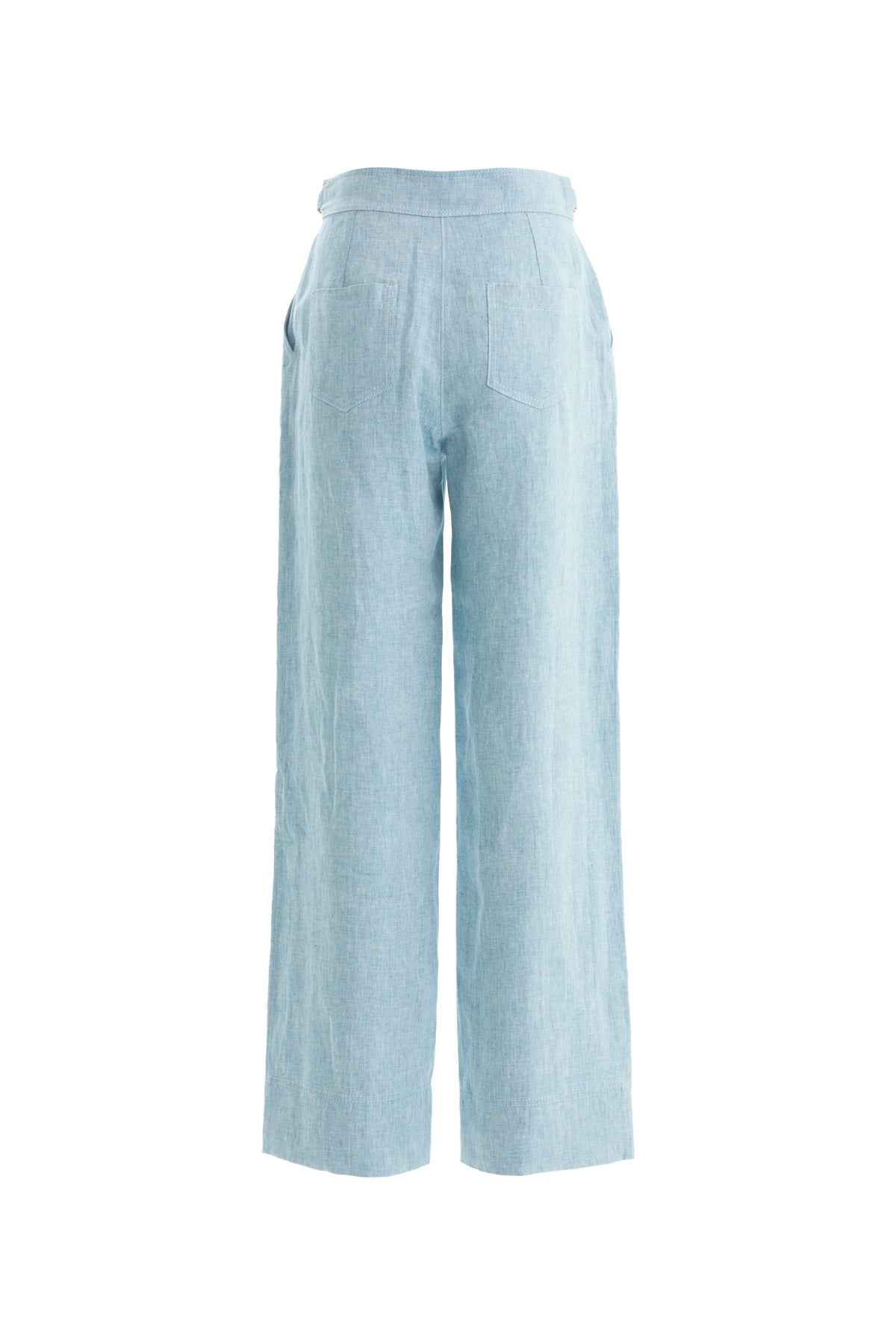 Blue Embellished Linen Trousers