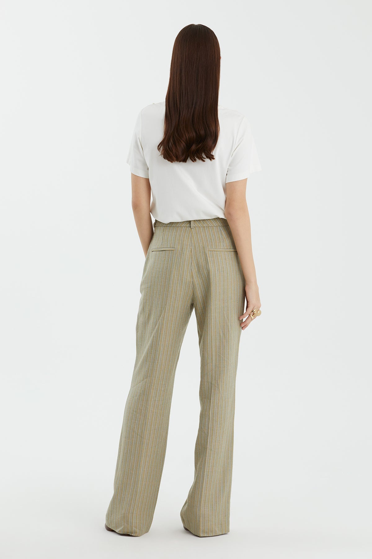 Yellow Pocket Detail Long Trousers