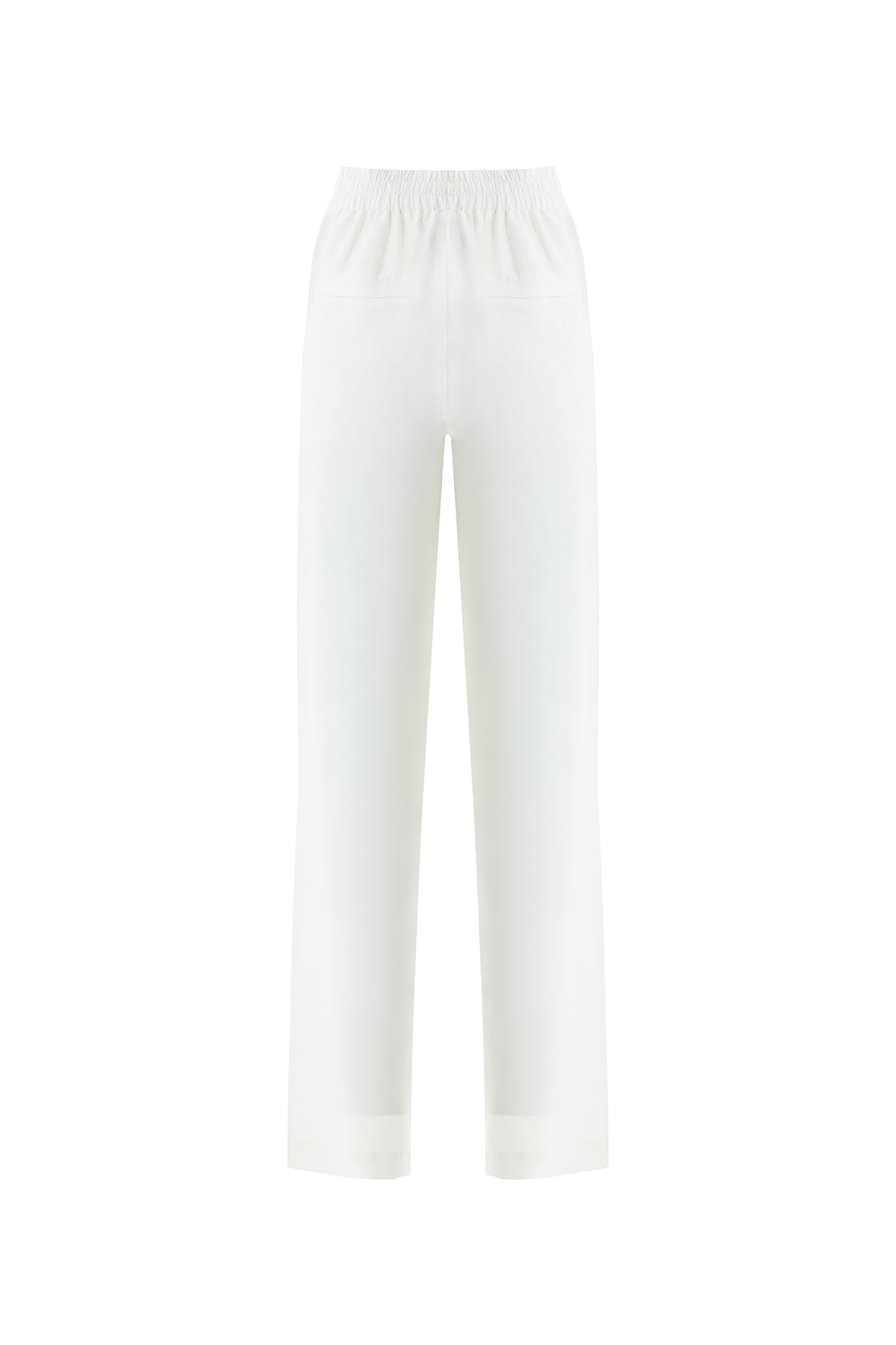 Ecru Tie Detail Wide-Leg Trousers