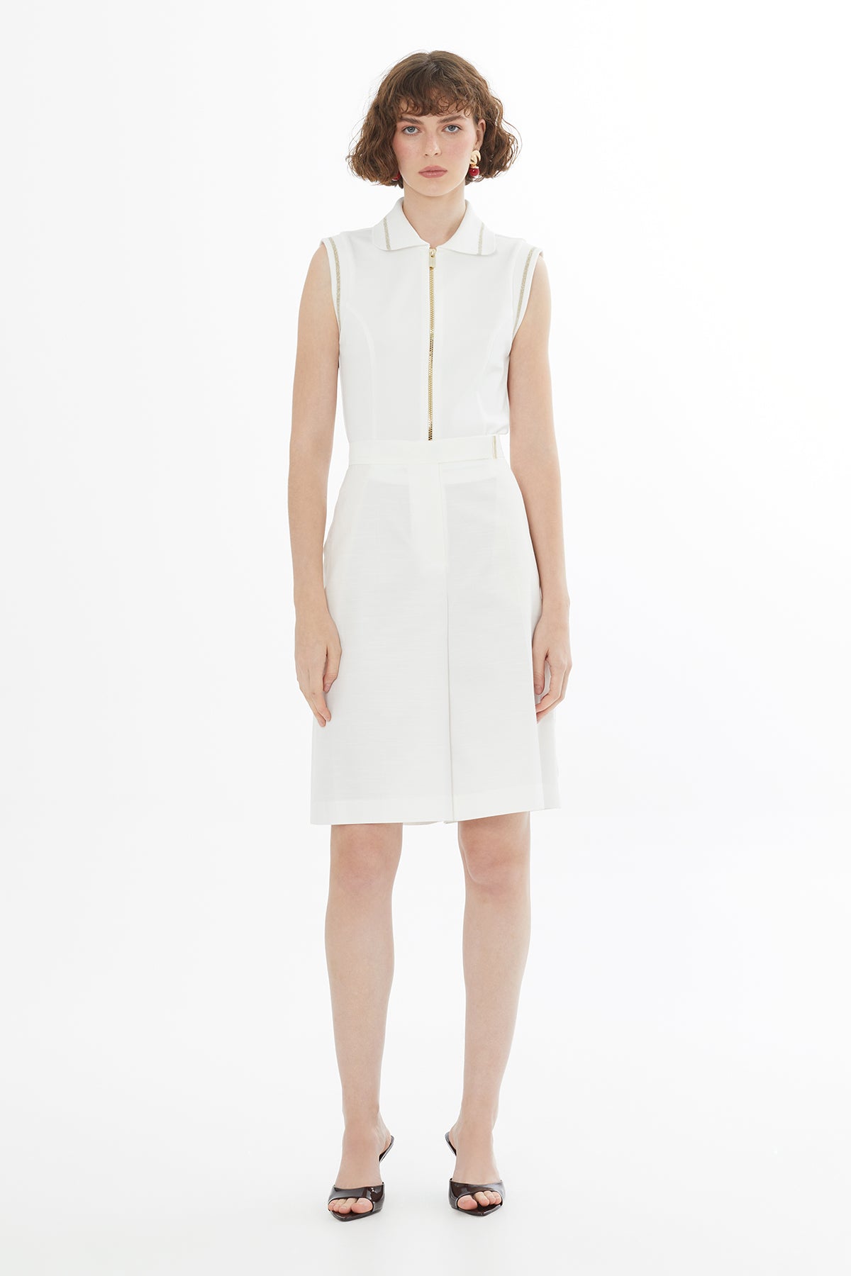 Ecru Belted Lace Detail Shorts