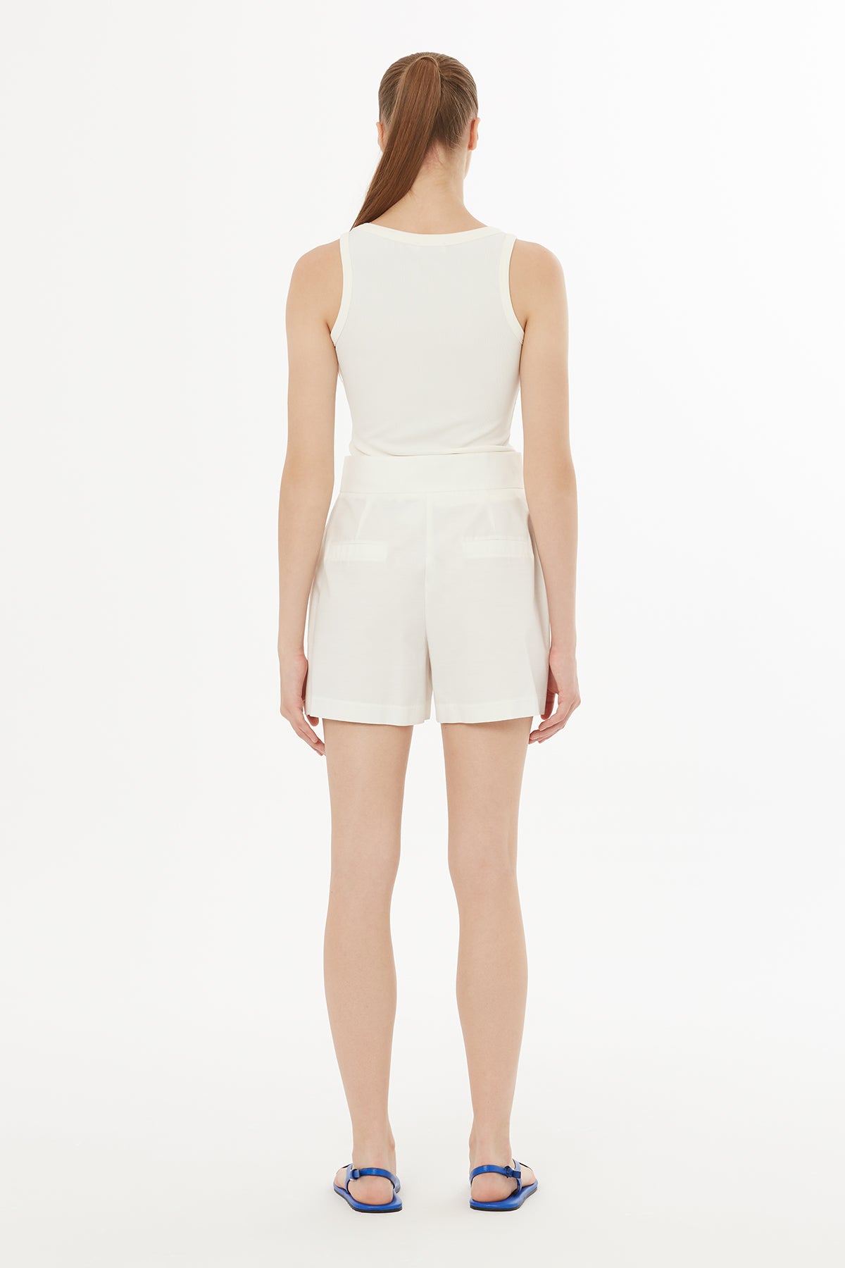 Ecru Belted Shorts