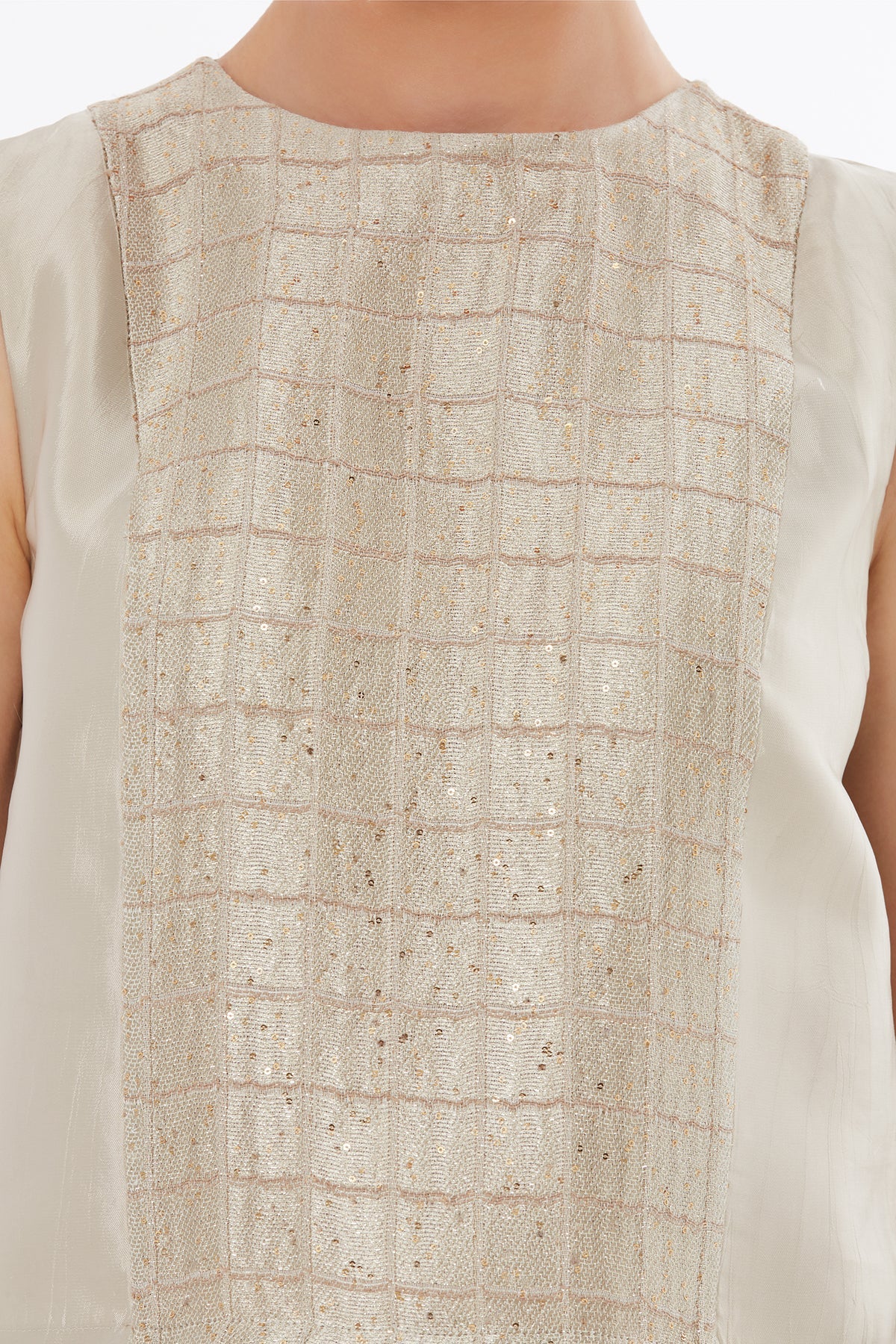Beige Asymmetric Sequin Blouse